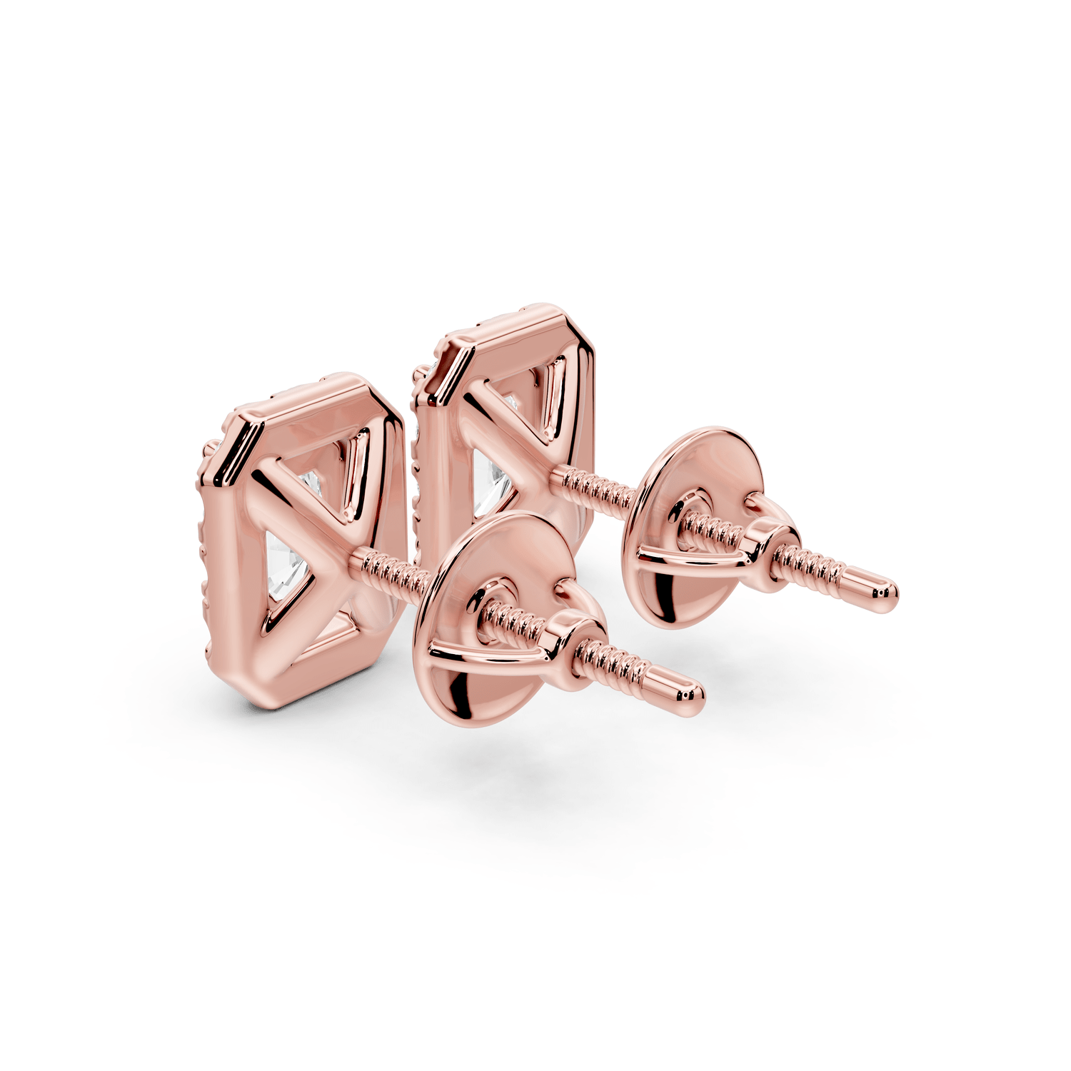 Solis - 1ct 14k rose gold Radiant - Cut Diamond Stud Earrings - Mr. Alex Jewelry