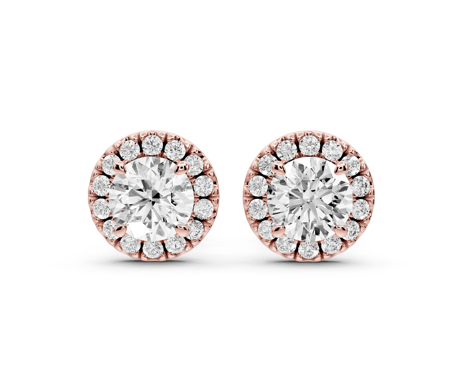Solis - 1ct 14k rose gold Round - Cut Diamond Stud Earrings - Mr. Alex Jewelry