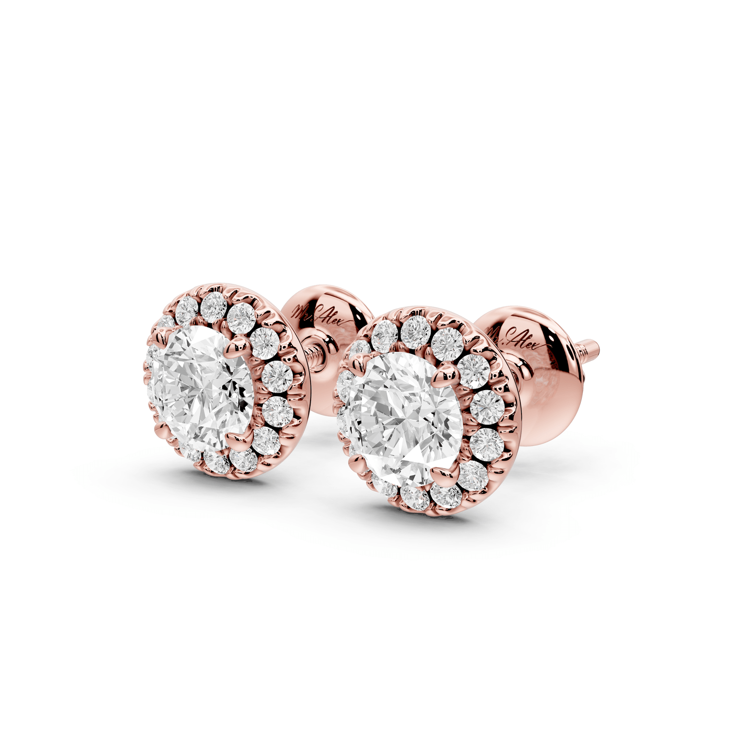 Solis - 1ct 14k rose gold Round - Cut Diamond Stud Earrings - Mr. Alex Jewelry