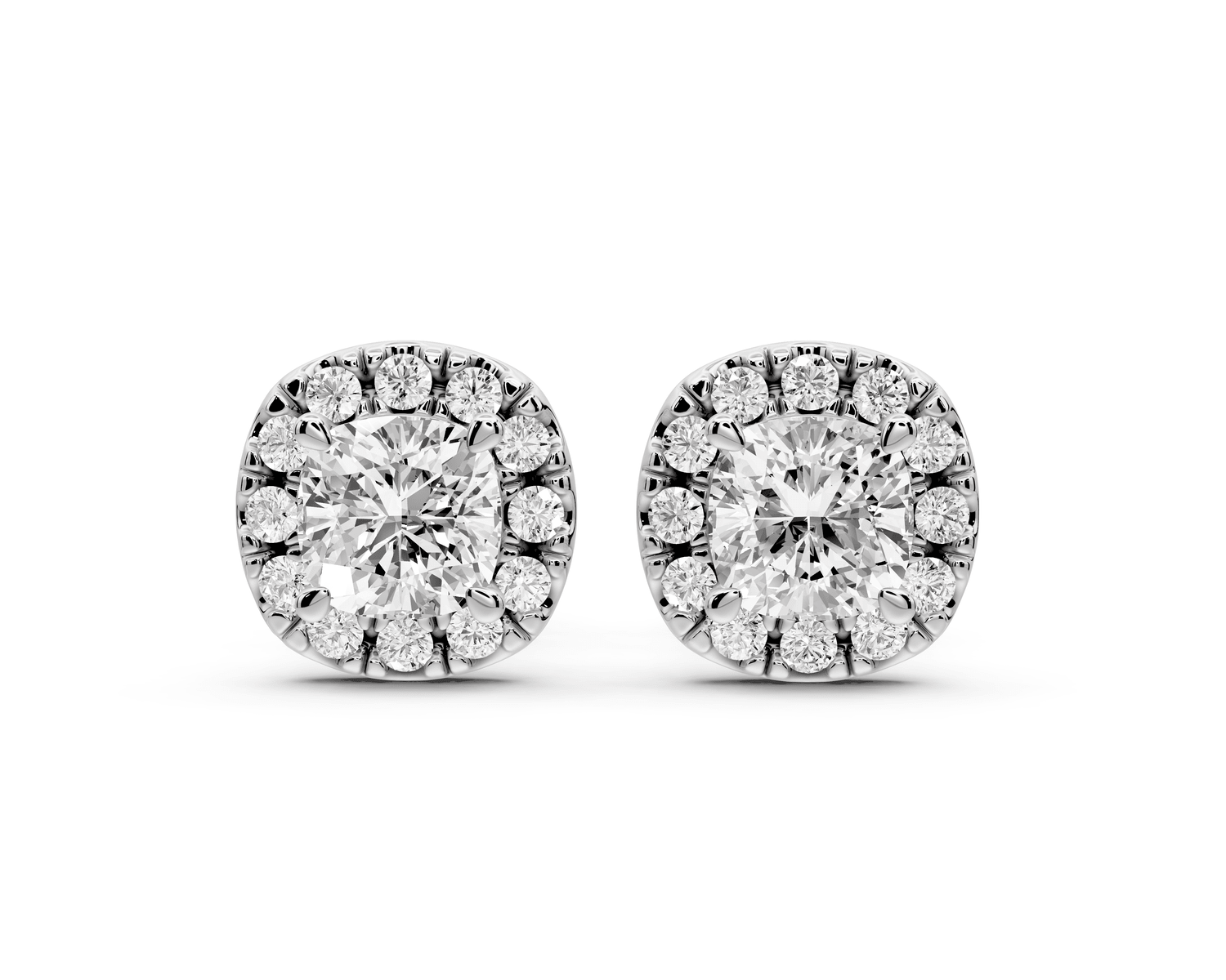 Solis - 1ct 14k white gold Cushion - Cut Diamond Stud Earrings - Mr. Alex Jewelry