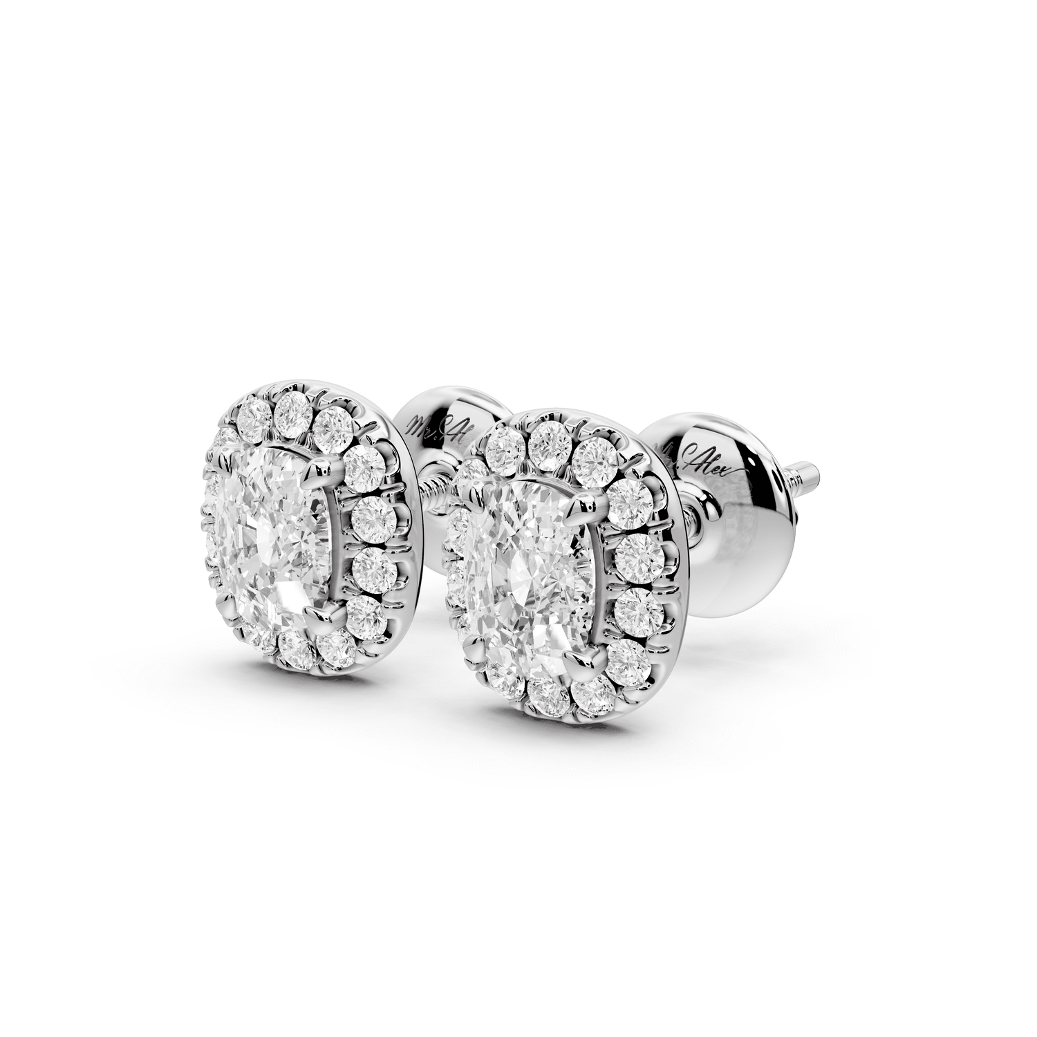 Solis - 1ct 14k white gold Elgcushion - Cut Diamond Stud Earrings - Mr. Alex Jewelry