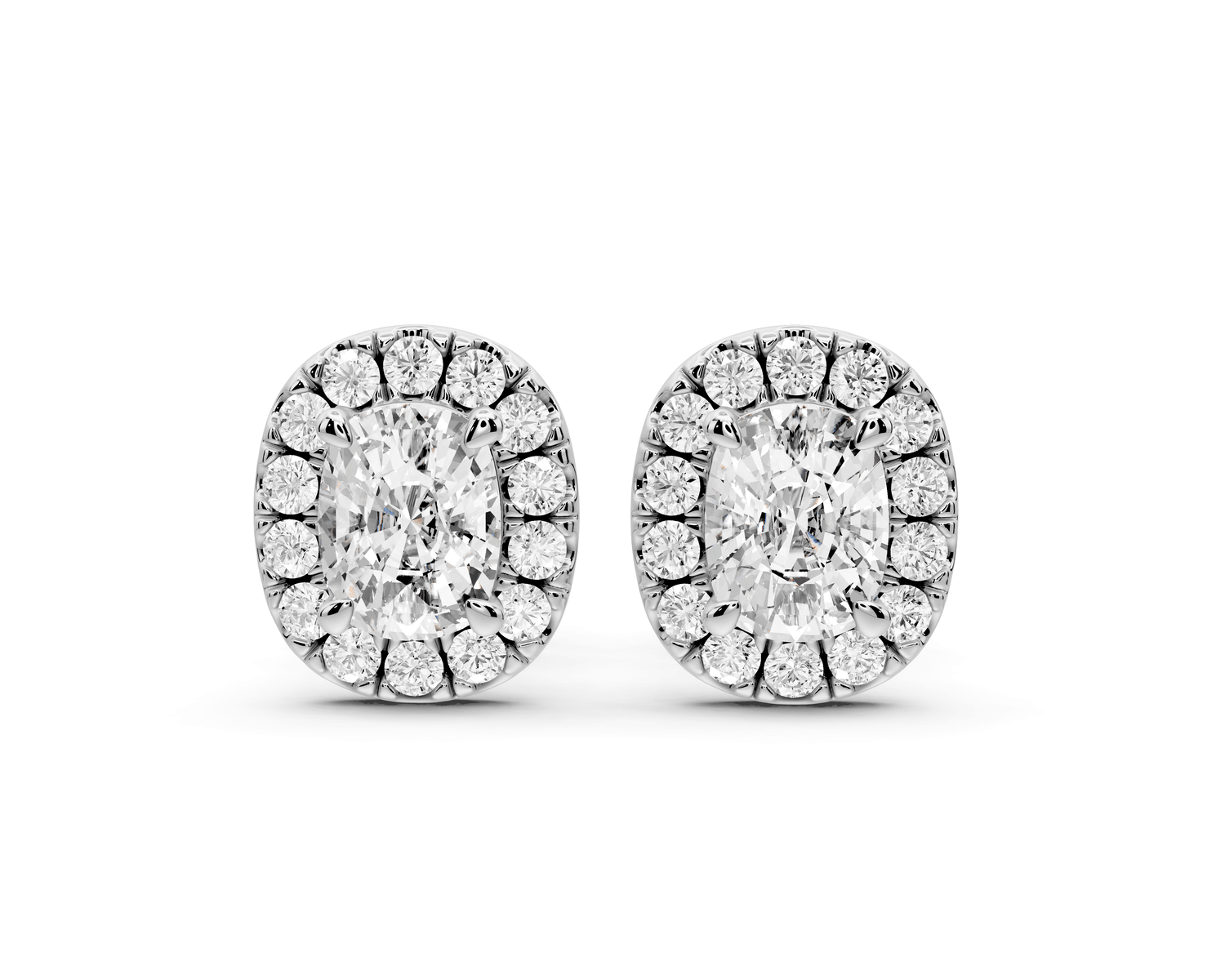 Solis - 1ct 14k white gold Elgcushion - Cut Diamond Stud Earrings - Mr. Alex Jewelry
