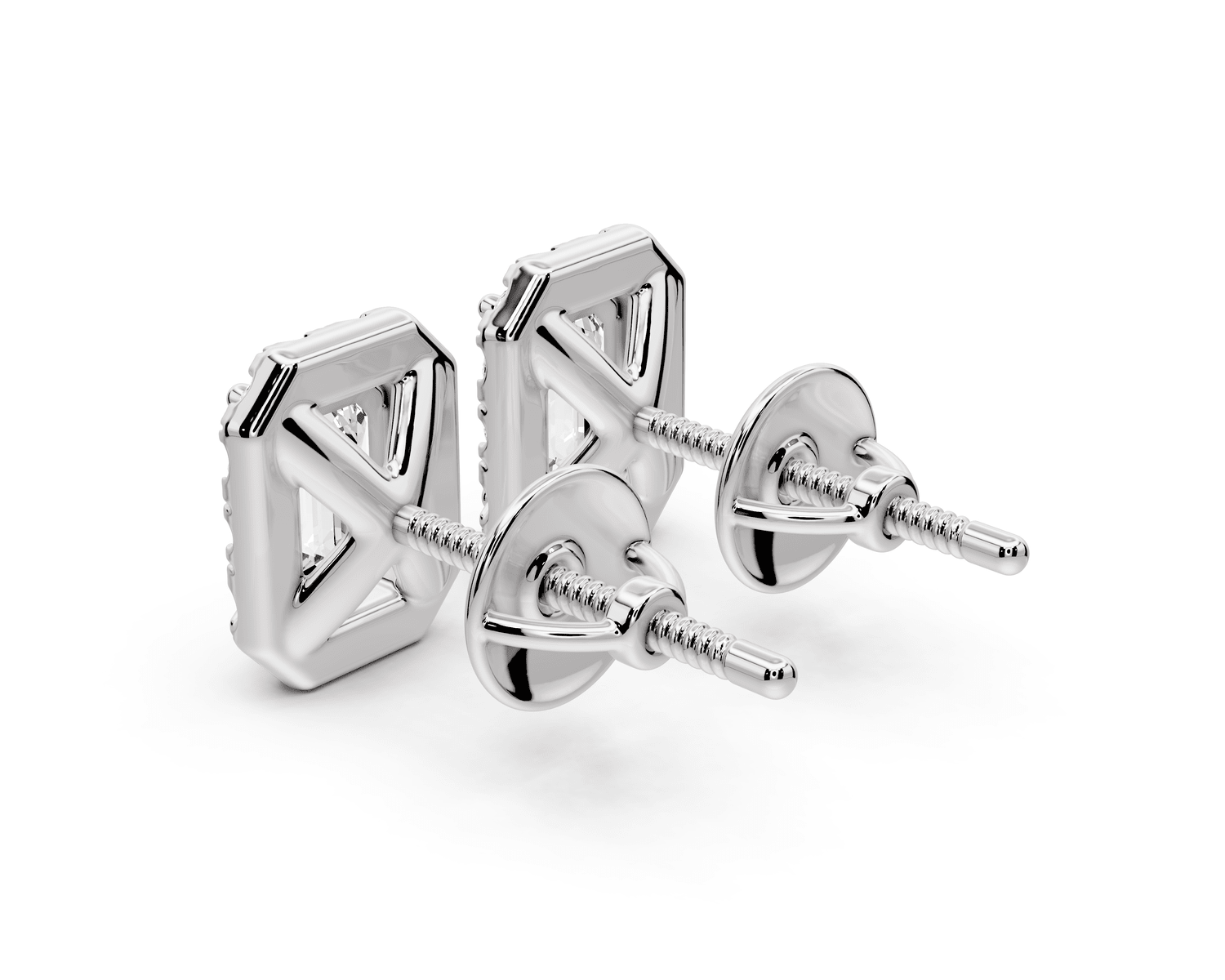 Solis - 1ct 14k white gold Emerald - Cut Diamond Stud Earrings - Mr. Alex Jewelry