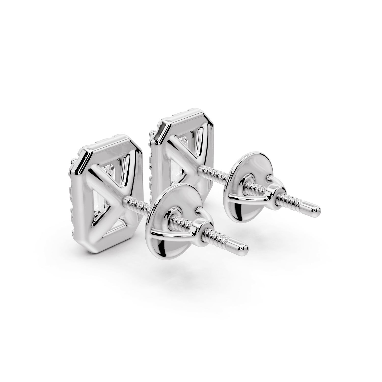 Solis - 1ct 14k white gold Emerald - Cut Diamond Stud Earrings - Mr. Alex Jewelry
