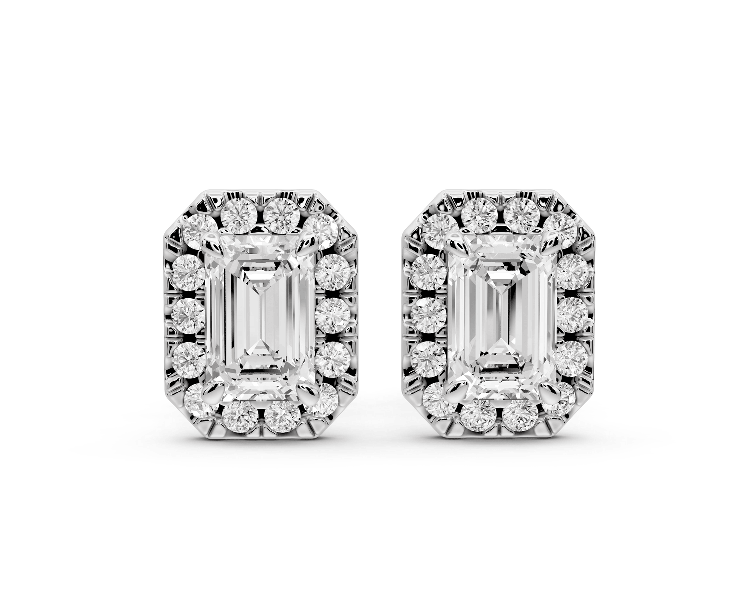 Solis - 1ct 14k white gold Emerald - Cut Diamond Stud Earrings - Mr. Alex Jewelry