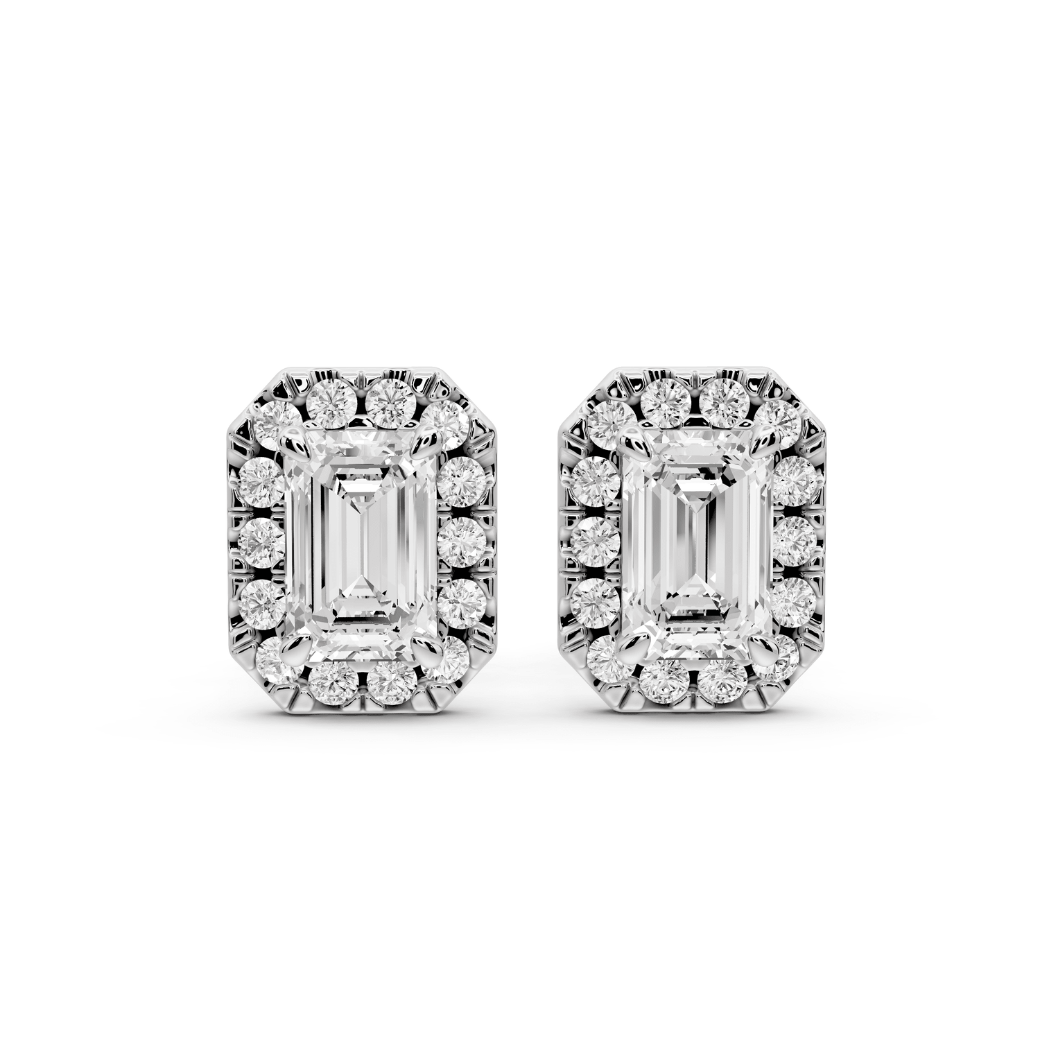 Solis - 1ct 14k white gold Emerald - Cut Diamond Stud Earrings - Mr. Alex Jewelry