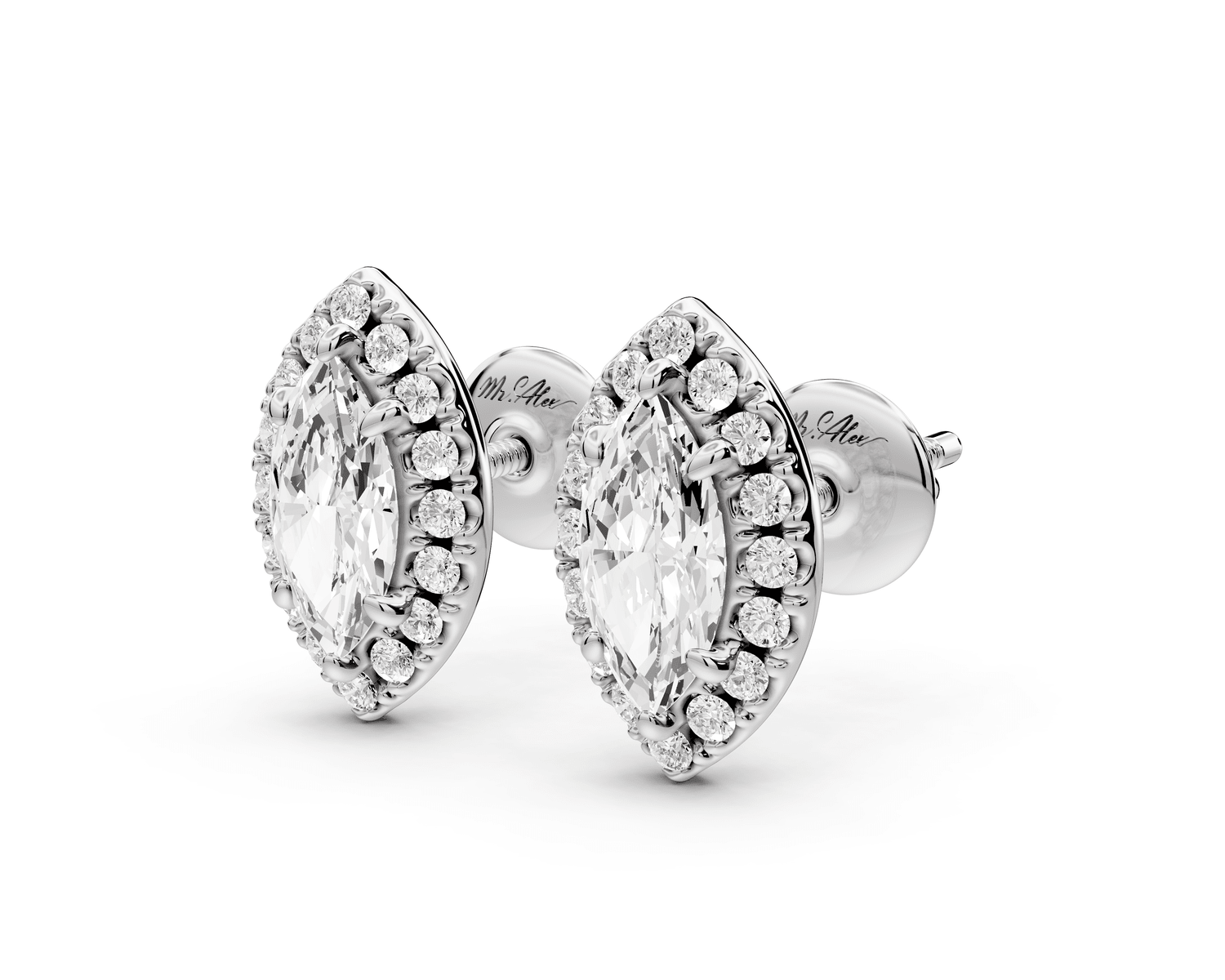 Solis - 1ct 14k white gold Marquise - Cut Diamond Stud Earrings - Mr. Alex Jewelry