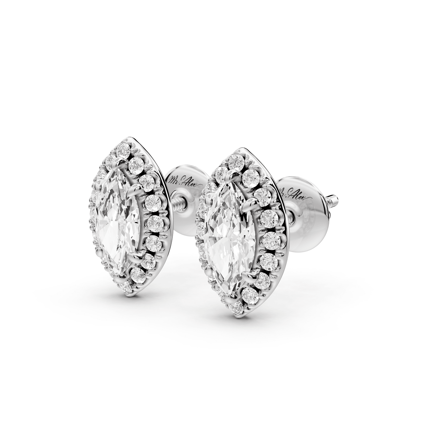 Solis - 1ct 14k white gold Marquise - Cut Diamond Stud Earrings - Mr. Alex Jewelry