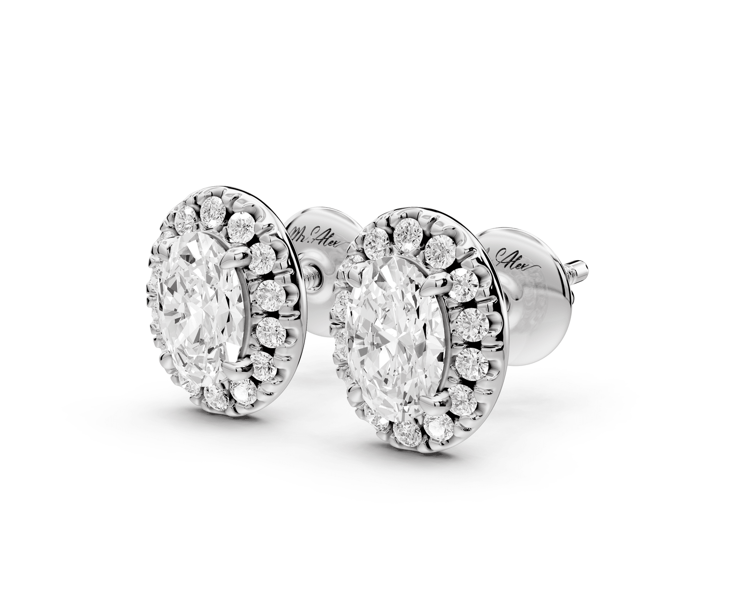 Solis - 1ct 14k white gold Oval - Cut Diamond Stud Earrings - Mr. Alex Jewelry
