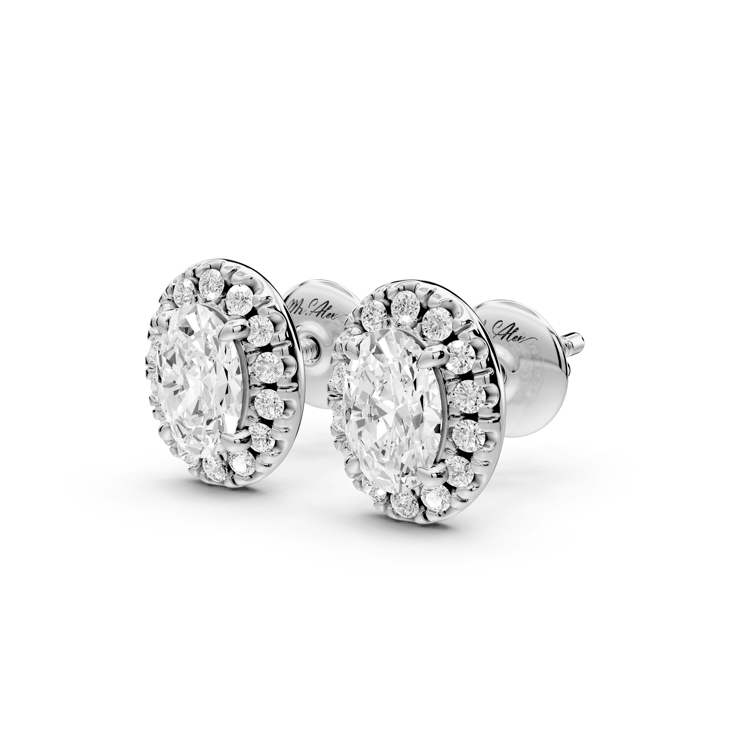Solis - 1ct 14k white gold Oval - Cut Diamond Stud Earrings - Mr. Alex Jewelry