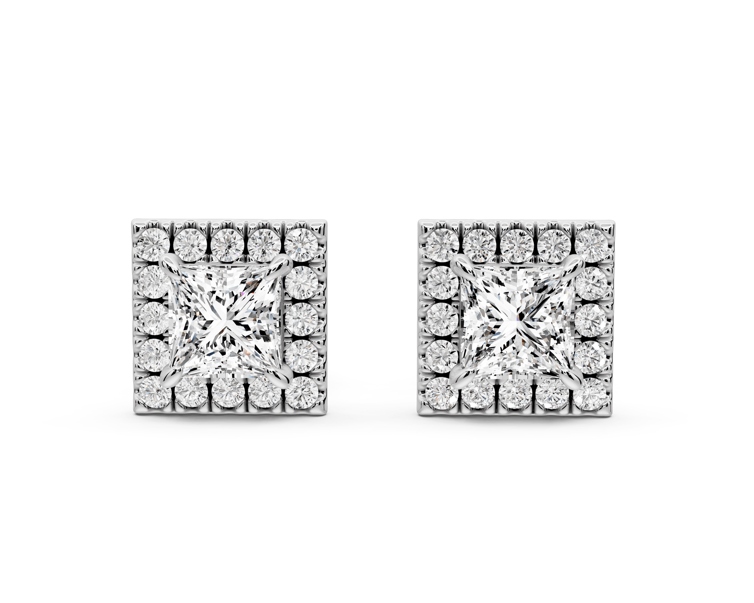 Solis - 1ct 14k white gold Princess - Cut Diamond Stud Earrings - Mr. Alex Jewelry
