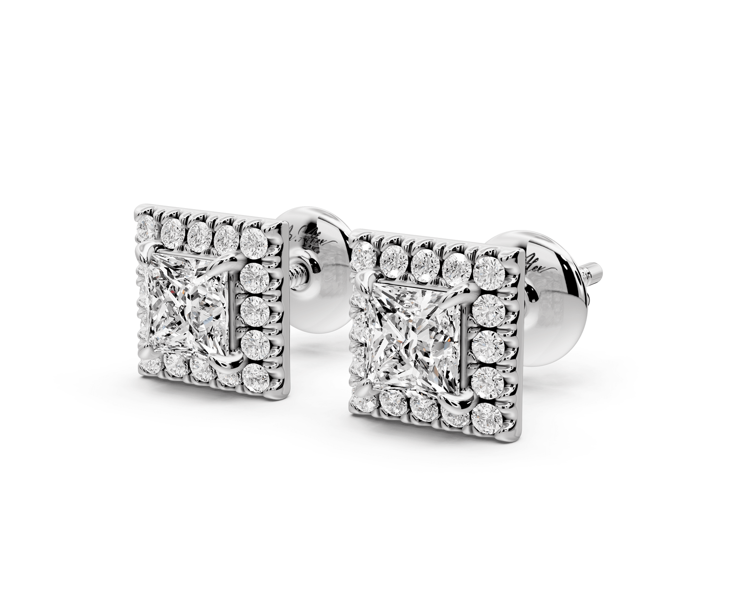 Solis - 1ct 14k white gold Princess - Cut Diamond Stud Earrings - Mr. Alex Jewelry