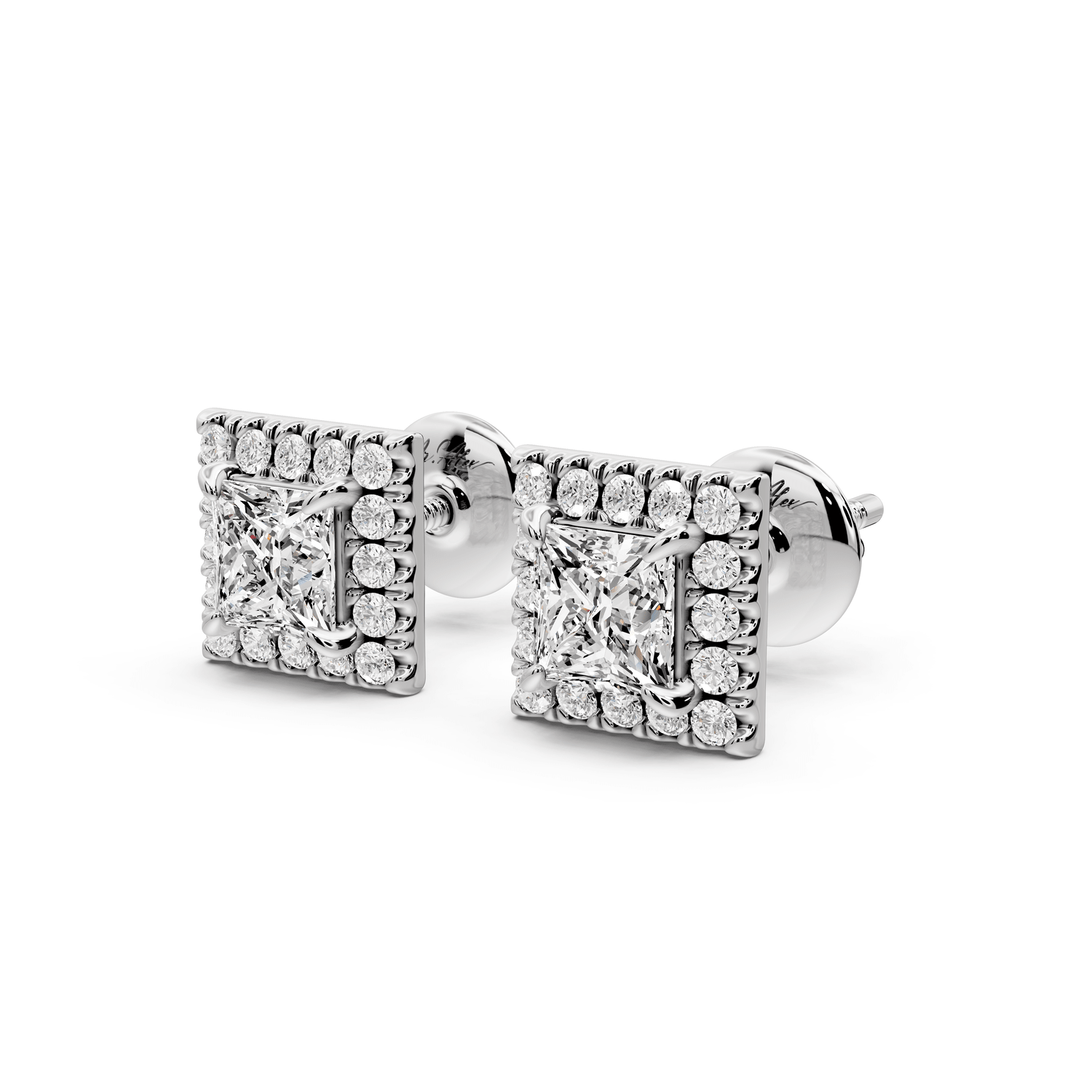 Solis - 1ct 14k white gold Princess - Cut Diamond Stud Earrings - Mr. Alex Jewelry