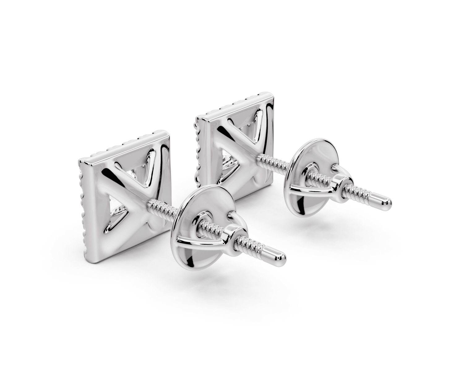 Solis - 1ct 14k white gold Princess - Cut Diamond Stud Earrings - Mr. Alex Jewelry