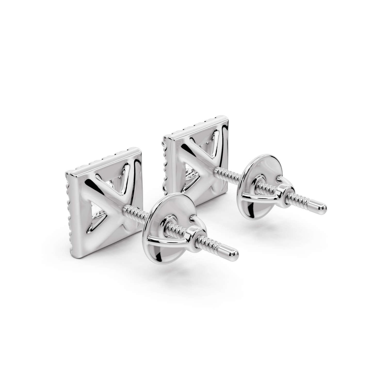Solis - 1ct 14k white gold Princess - Cut Diamond Stud Earrings - Mr. Alex Jewelry