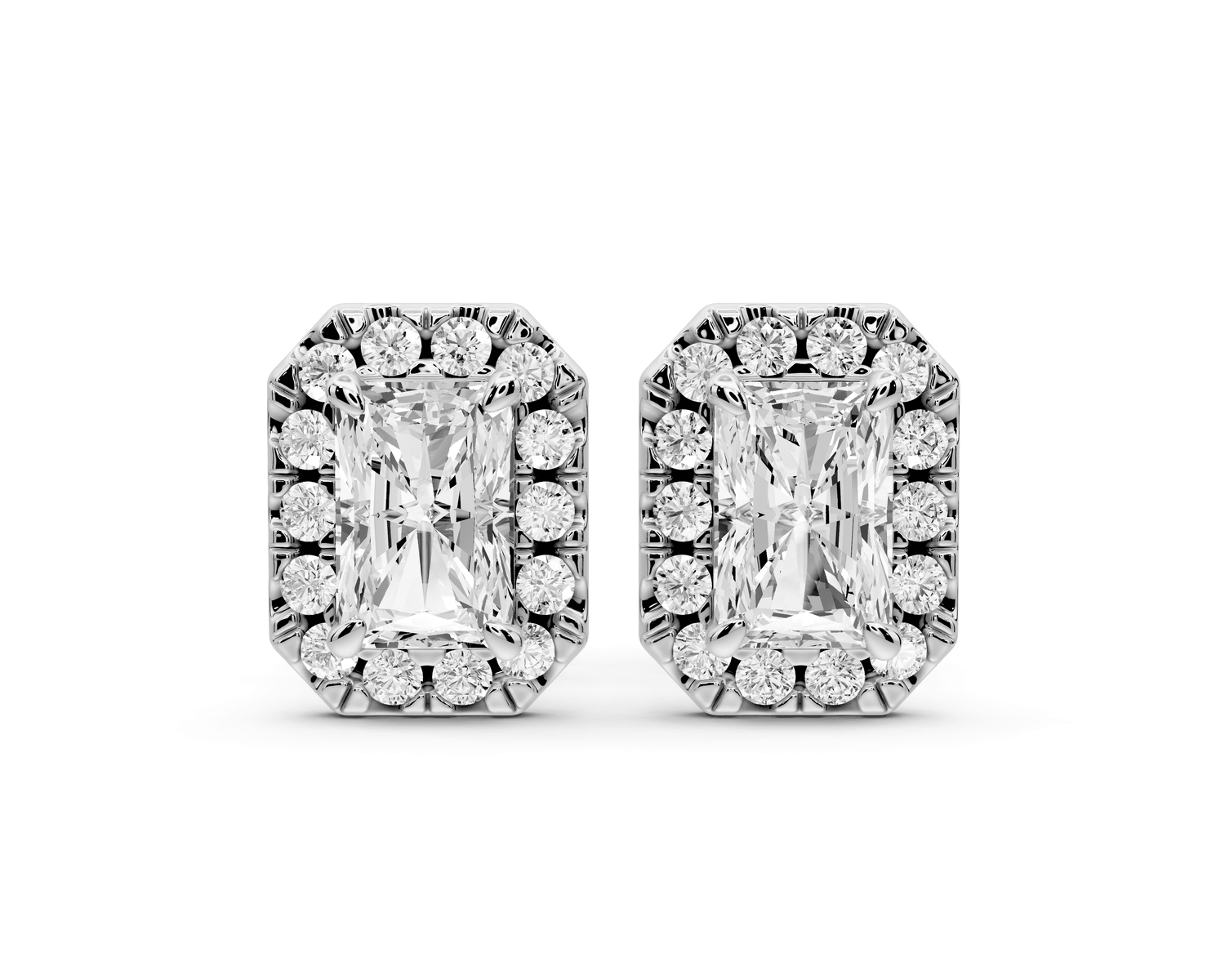 Solis - 1ct 14k white gold Radiant - Cut Diamond Stud Earrings - Mr. Alex Jewelry