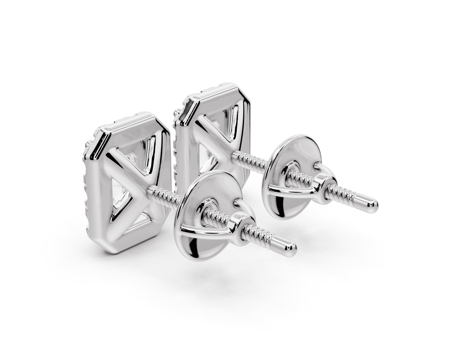 Solis - 1ct 14k white gold Radiant - Cut Diamond Stud Earrings - Mr. Alex Jewelry
