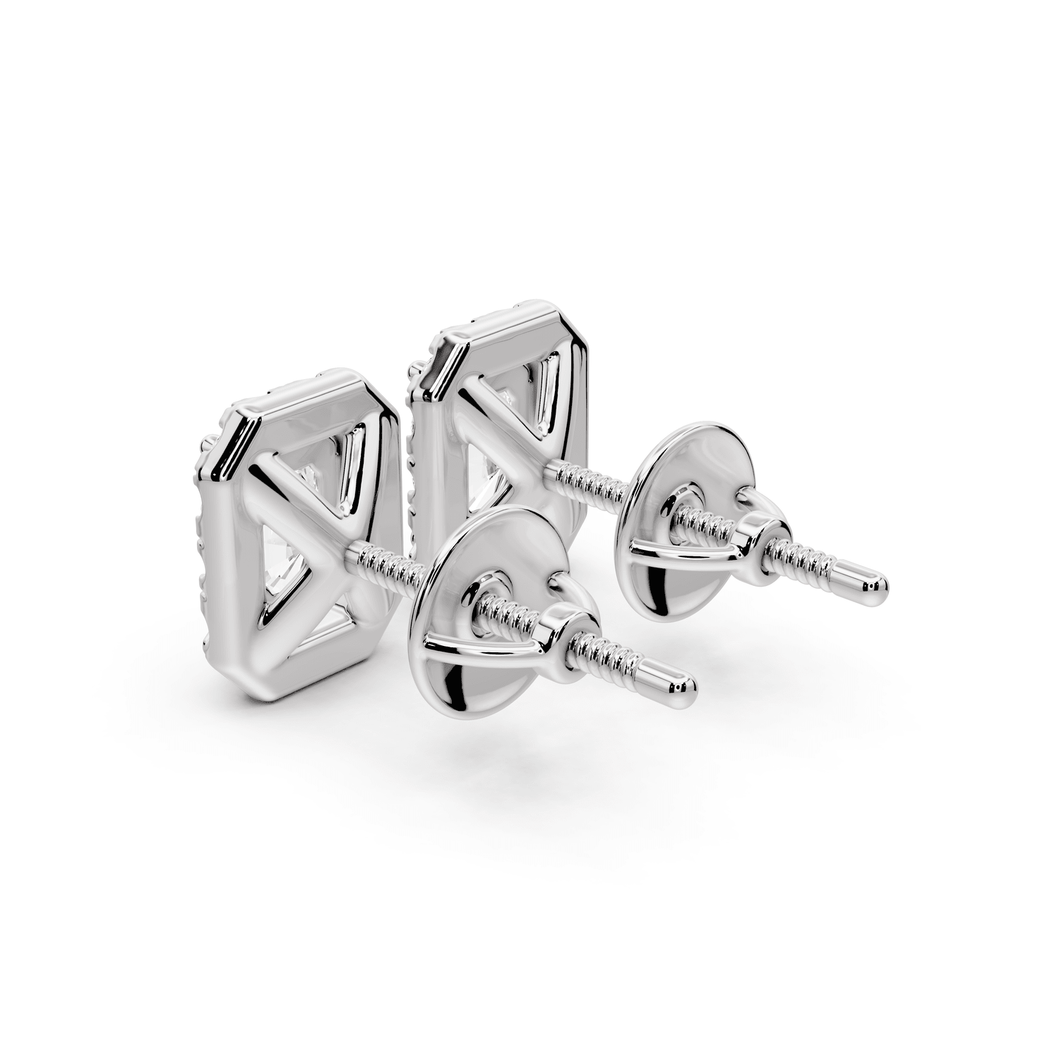 Solis - 1ct 14k white gold Radiant - Cut Diamond Stud Earrings - Mr. Alex Jewelry