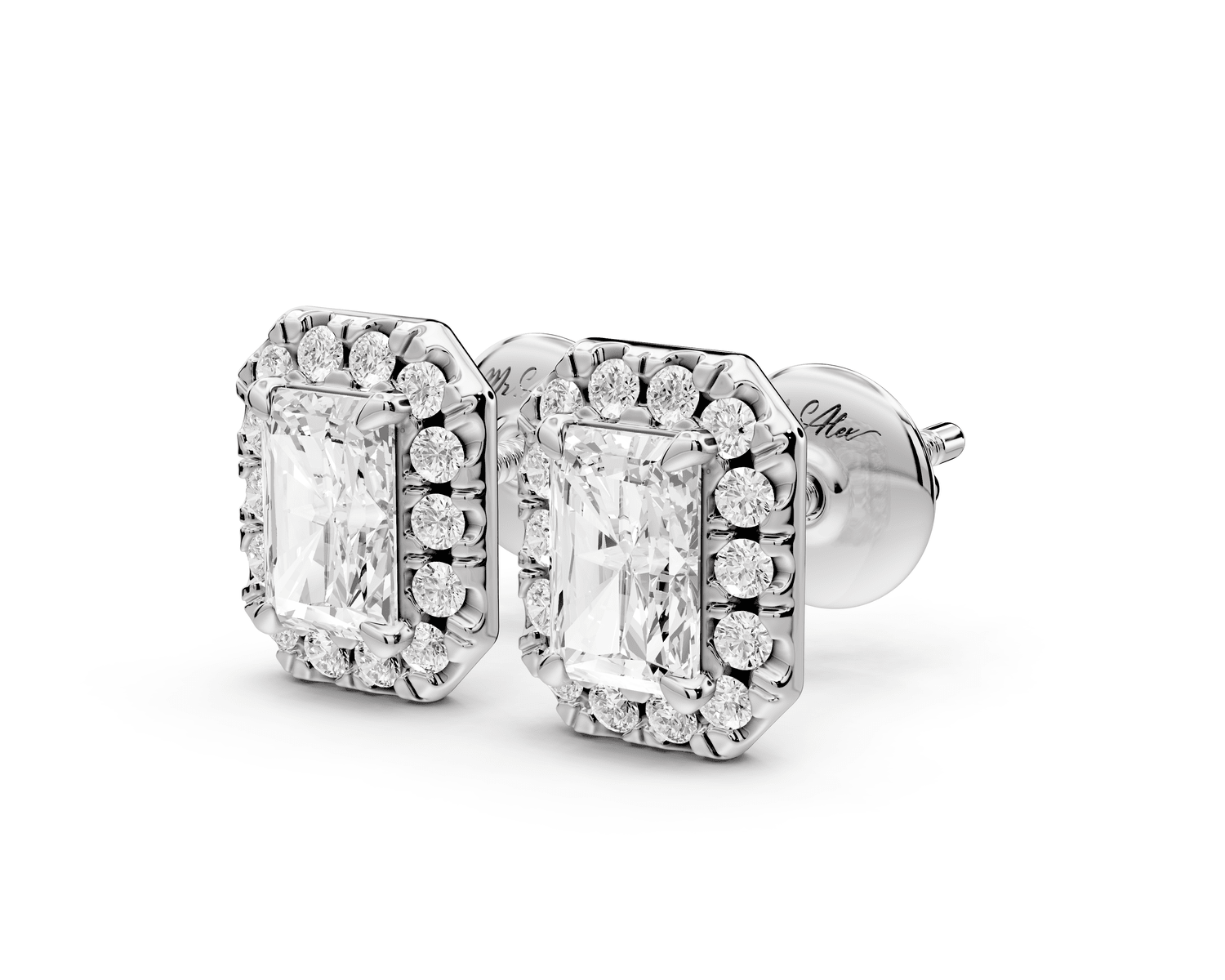 Solis - 1ct 14k white gold Radiant - Cut Diamond Stud Earrings - Mr. Alex Jewelry