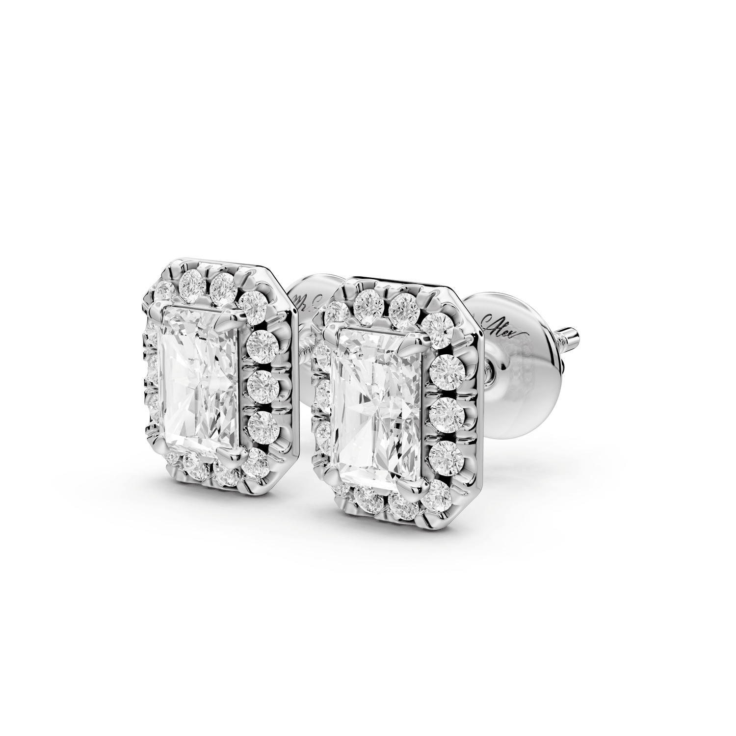 Solis - 1ct 14k white gold Radiant - Cut Diamond Stud Earrings - Mr. Alex Jewelry
