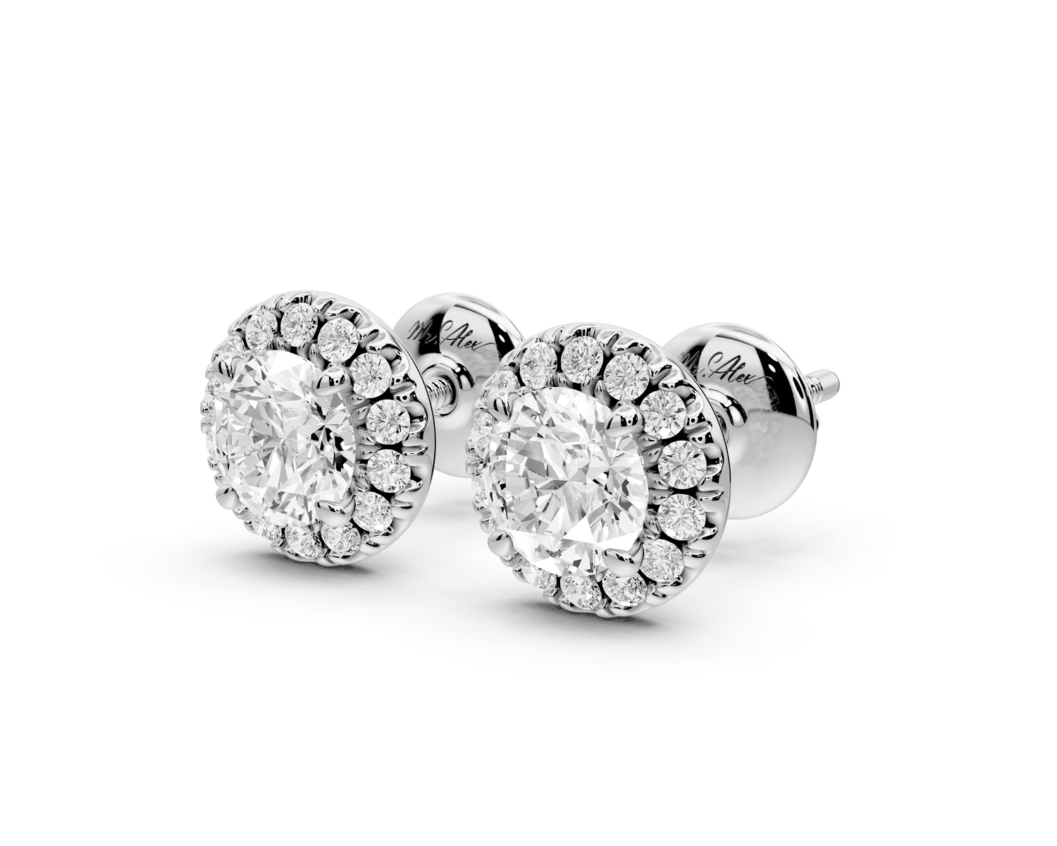 Solis - 1ct 14k white gold Round - Cut Diamond Stud Earrings - Mr. Alex Jewelry