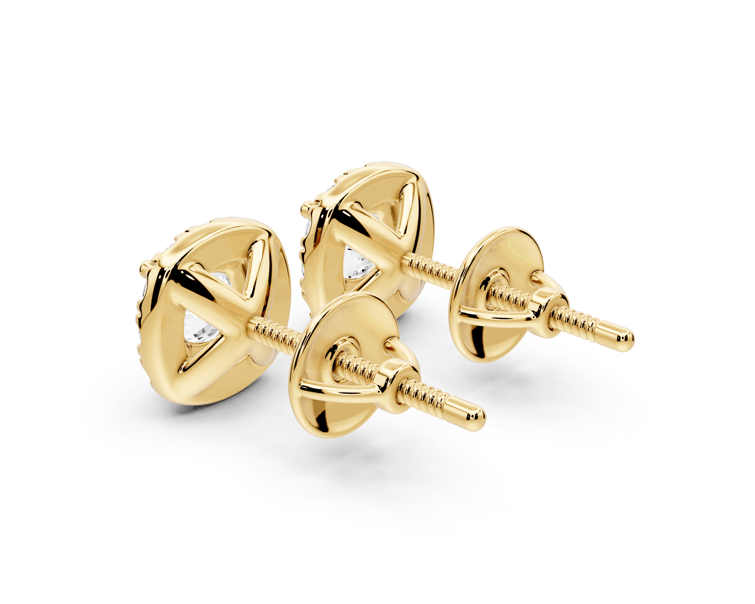 Solis - 1ct 14k yellow gold Cushion - Cut Diamond Stud Earrings - Mr. Alex Jewelry