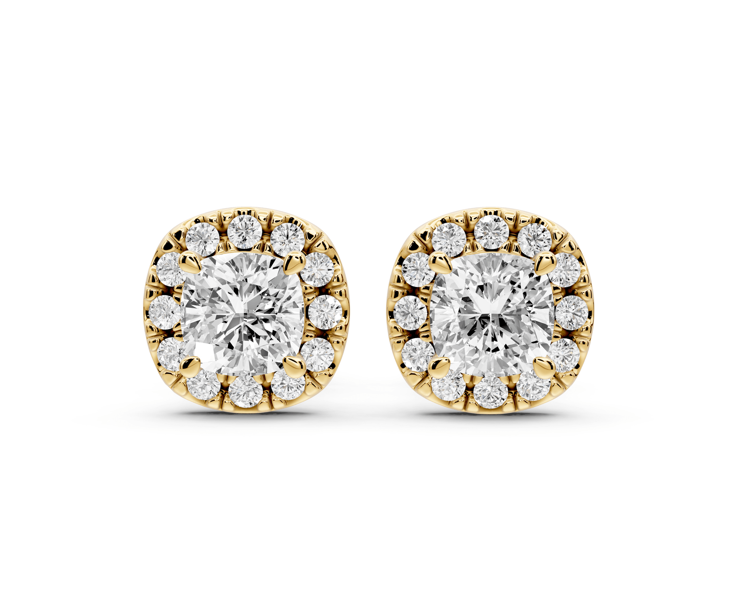 Solis - 1ct 14k yellow gold Cushion - Cut Diamond Stud Earrings - Mr. Alex Jewelry