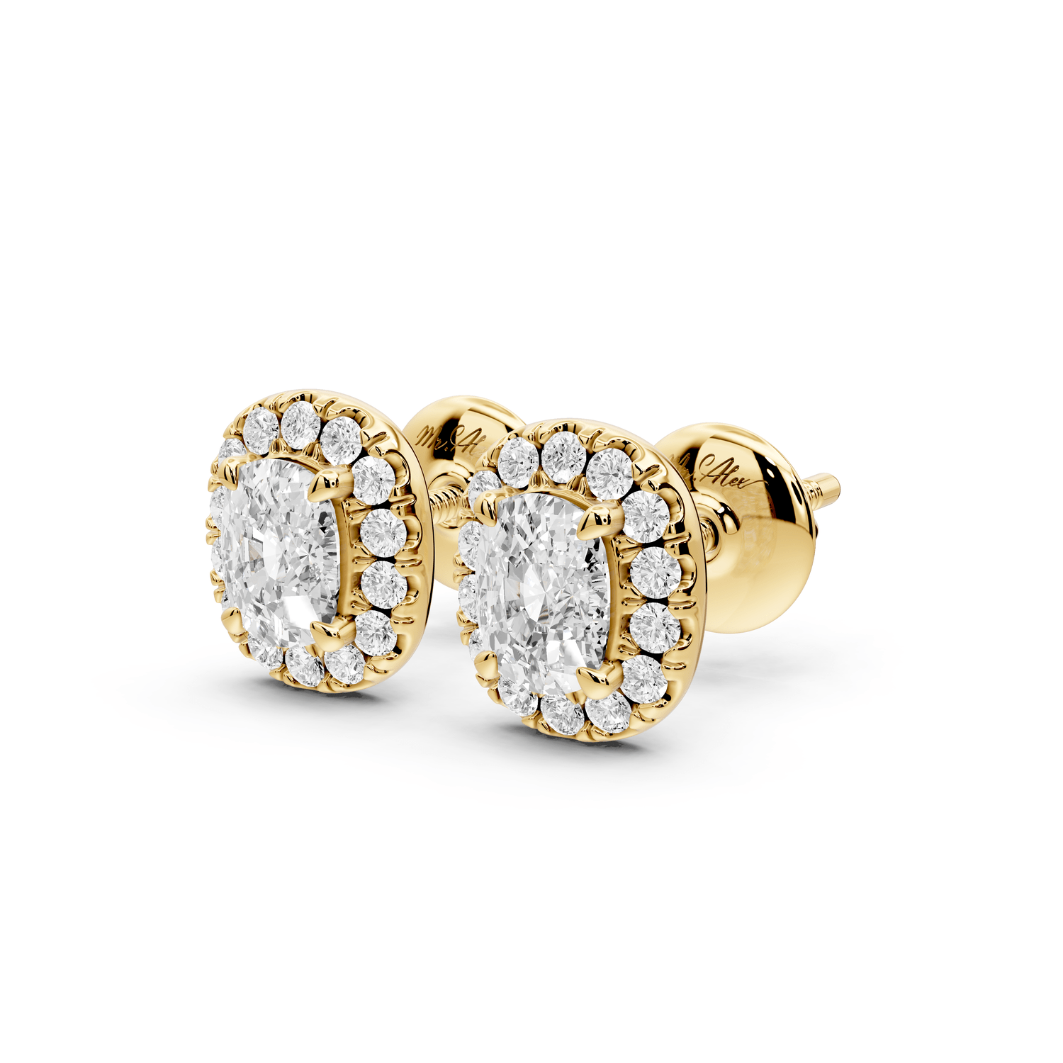 Solis - 1ct 14k yellow gold Elgcushion - Cut Diamond Stud Earrings - Mr. Alex Jewelry