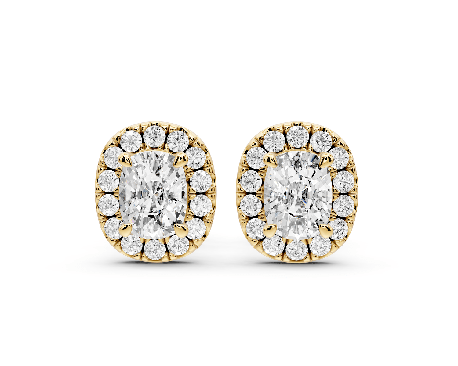 Solis - 1ct 14k yellow gold Elgcushion - Cut Diamond Stud Earrings - Mr. Alex Jewelry