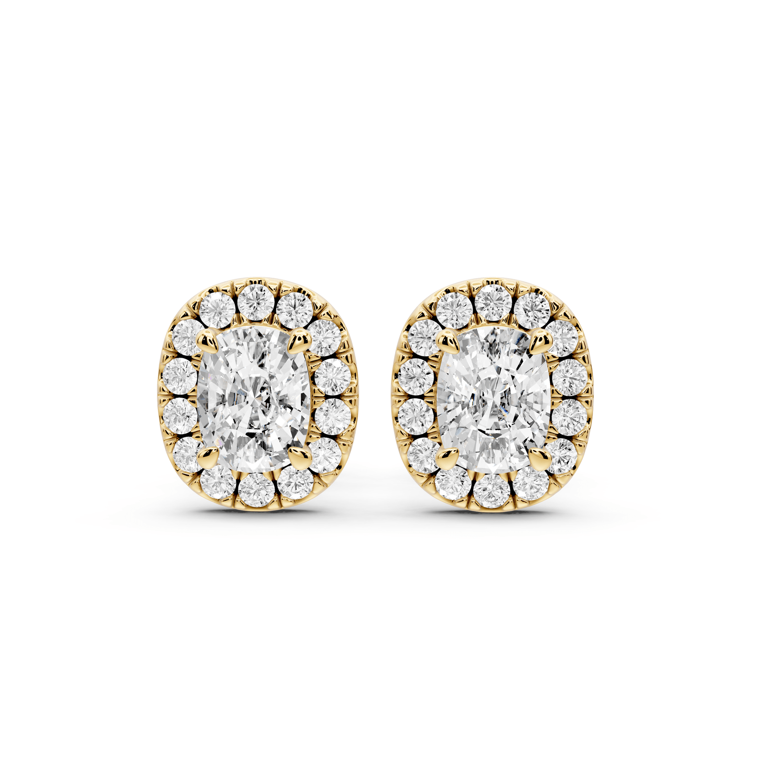 Solis - 1ct 14k yellow gold Elgcushion - Cut Diamond Stud Earrings - Mr. Alex Jewelry