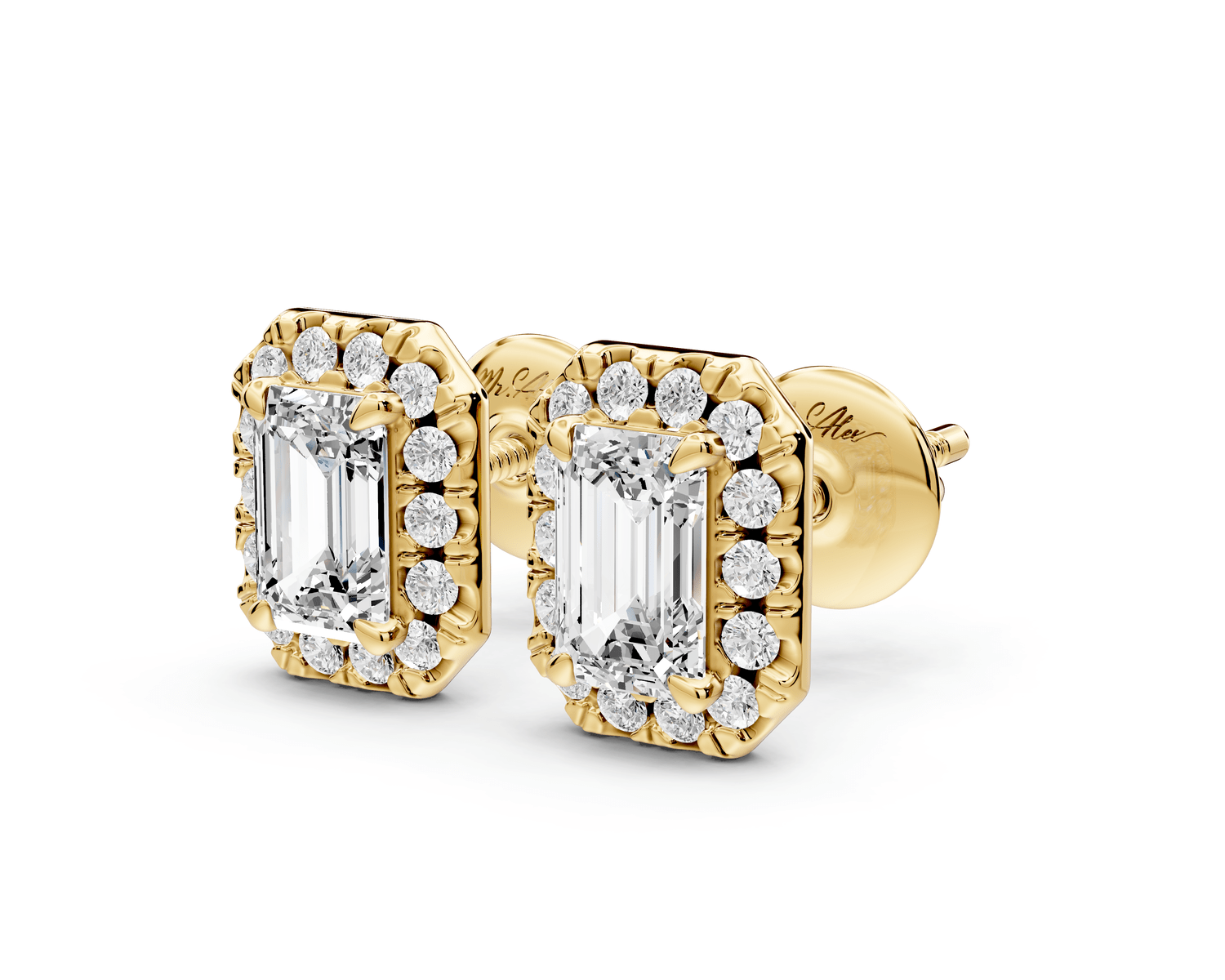 Solis - 1ct 14k yellow gold Emerald - Cut Diamond Stud Earrings - Mr. Alex Jewelry