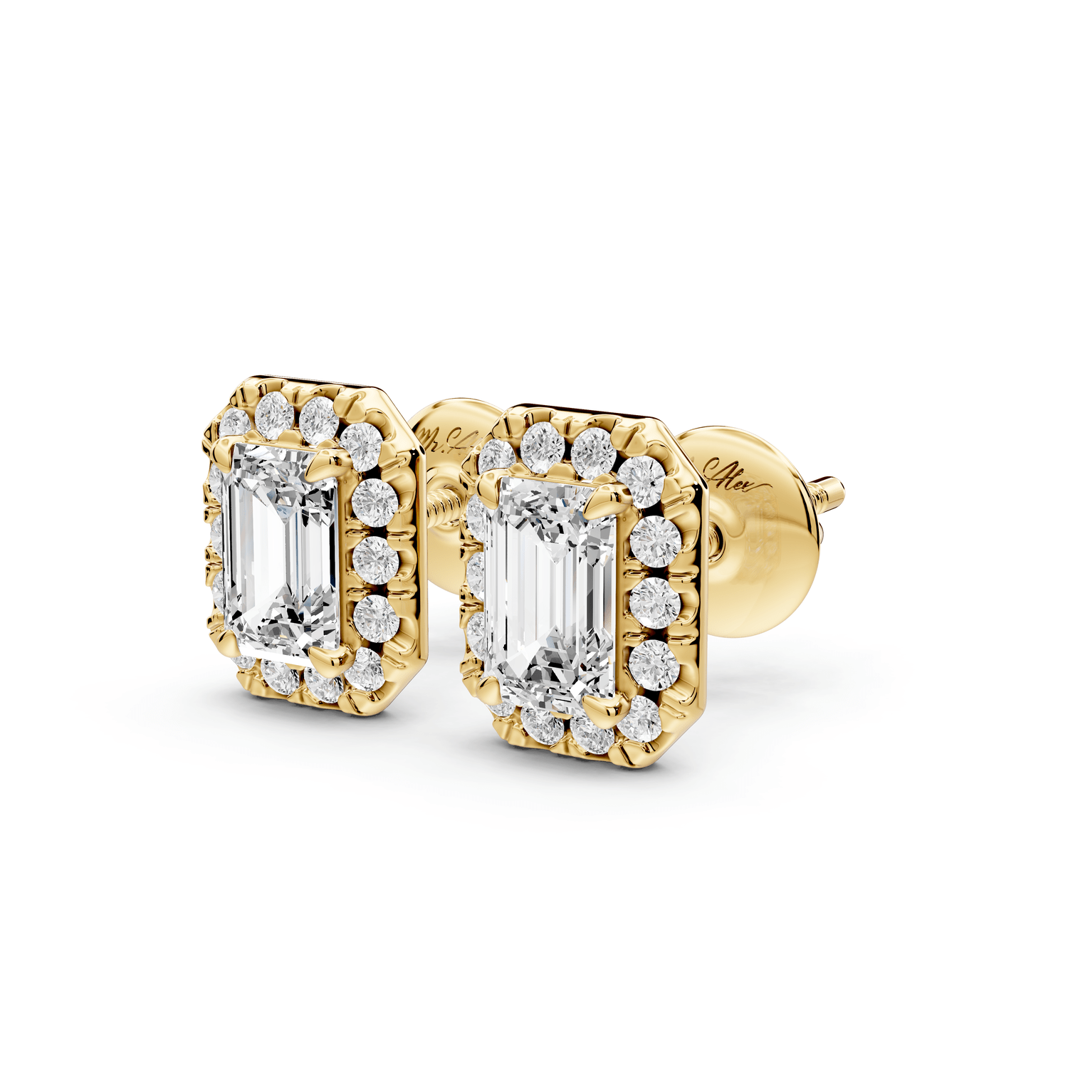 Solis - 1ct 14k yellow gold Emerald - Cut Diamond Stud Earrings - Mr. Alex Jewelry