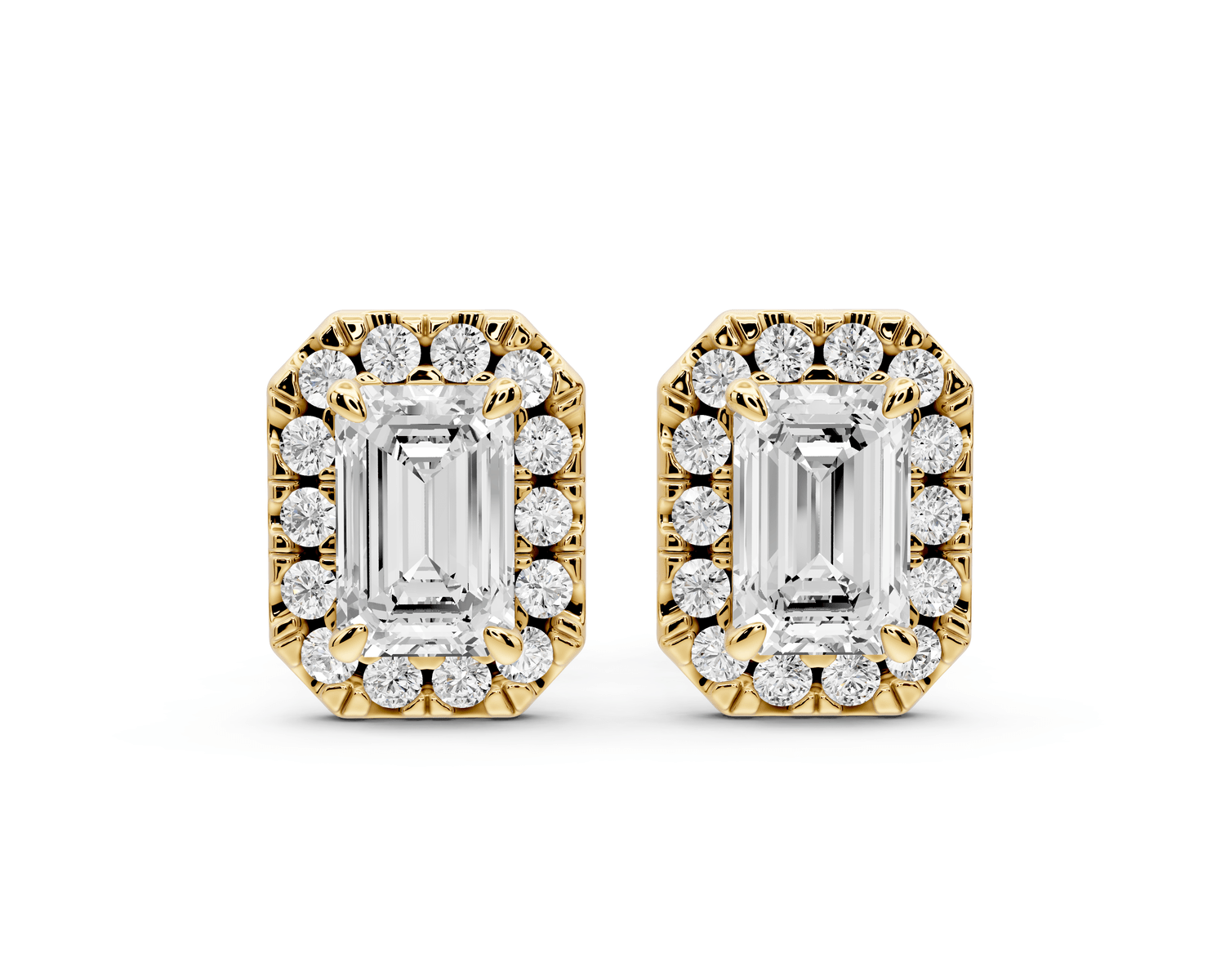 Solis - 1ct 14k yellow gold Emerald - Cut Diamond Stud Earrings - Mr. Alex Jewelry