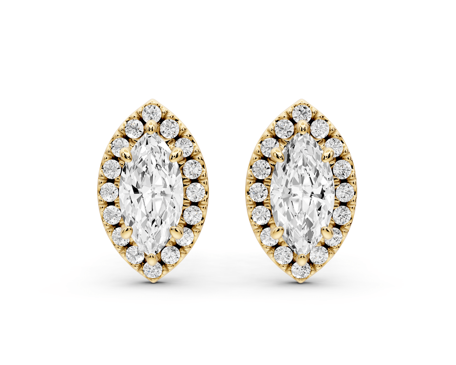 Solis - 1ct 14k yellow gold Marquise - Cut Diamond Stud Earrings - Mr. Alex Jewelry