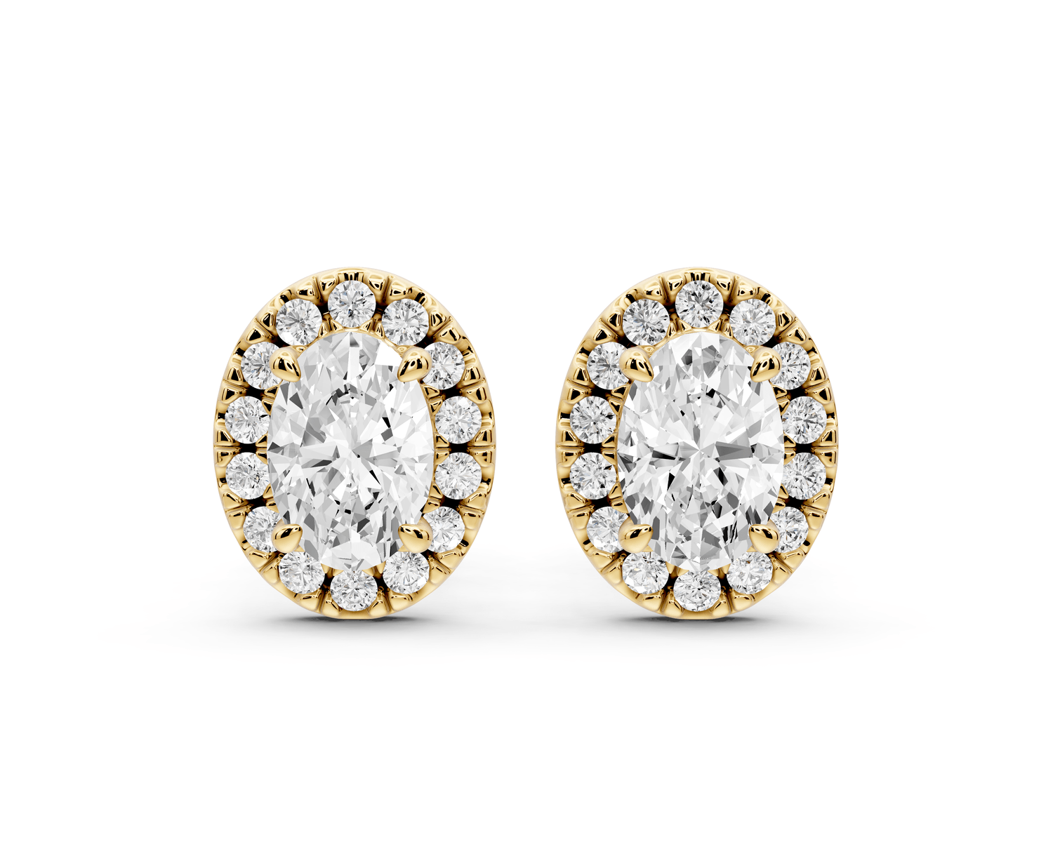 Solis - 1ct 14k yellow gold Oval - Cut Diamond Stud Earrings - Mr. Alex Jewelry