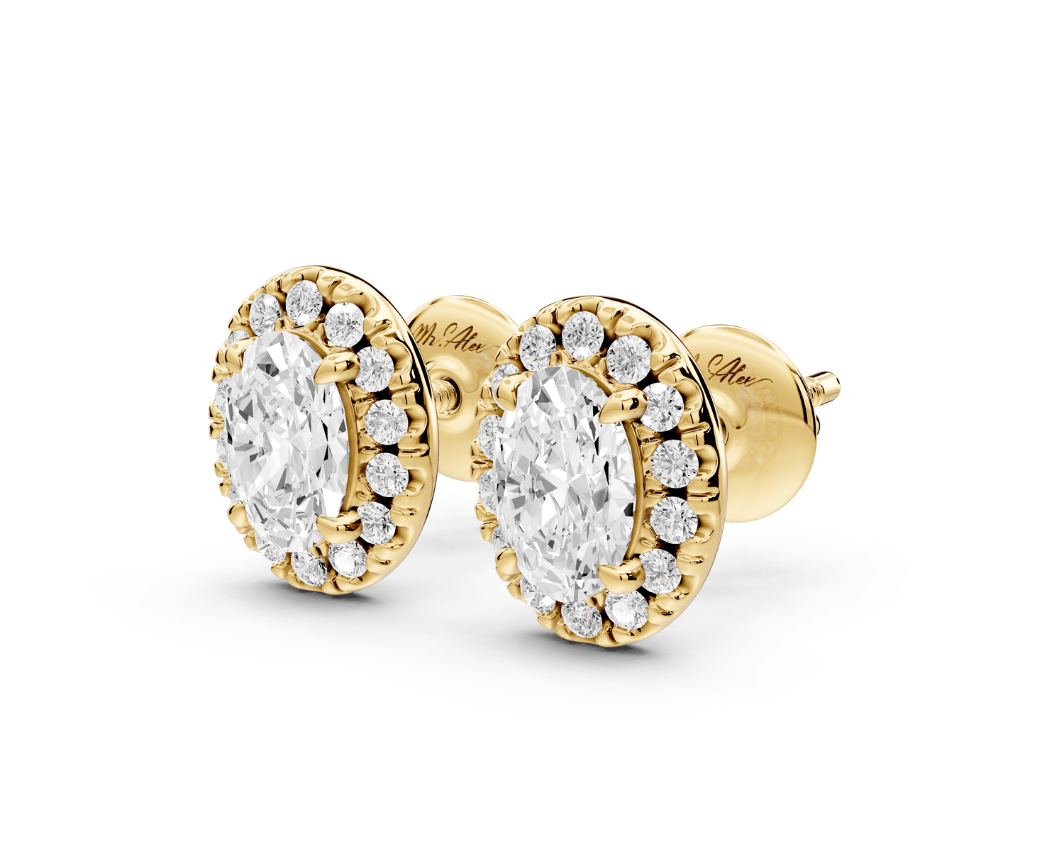 Solis - 1ct 14k yellow gold Oval - Cut Diamond Stud Earrings - Mr. Alex Jewelry