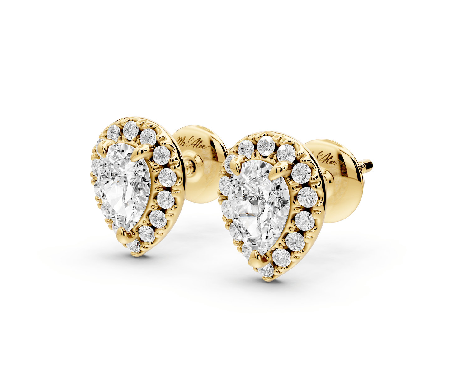 Solis - 1ct 14k yellow gold Pear - Cut Diamond Stud Earrings - Mr. Alex Jewelry