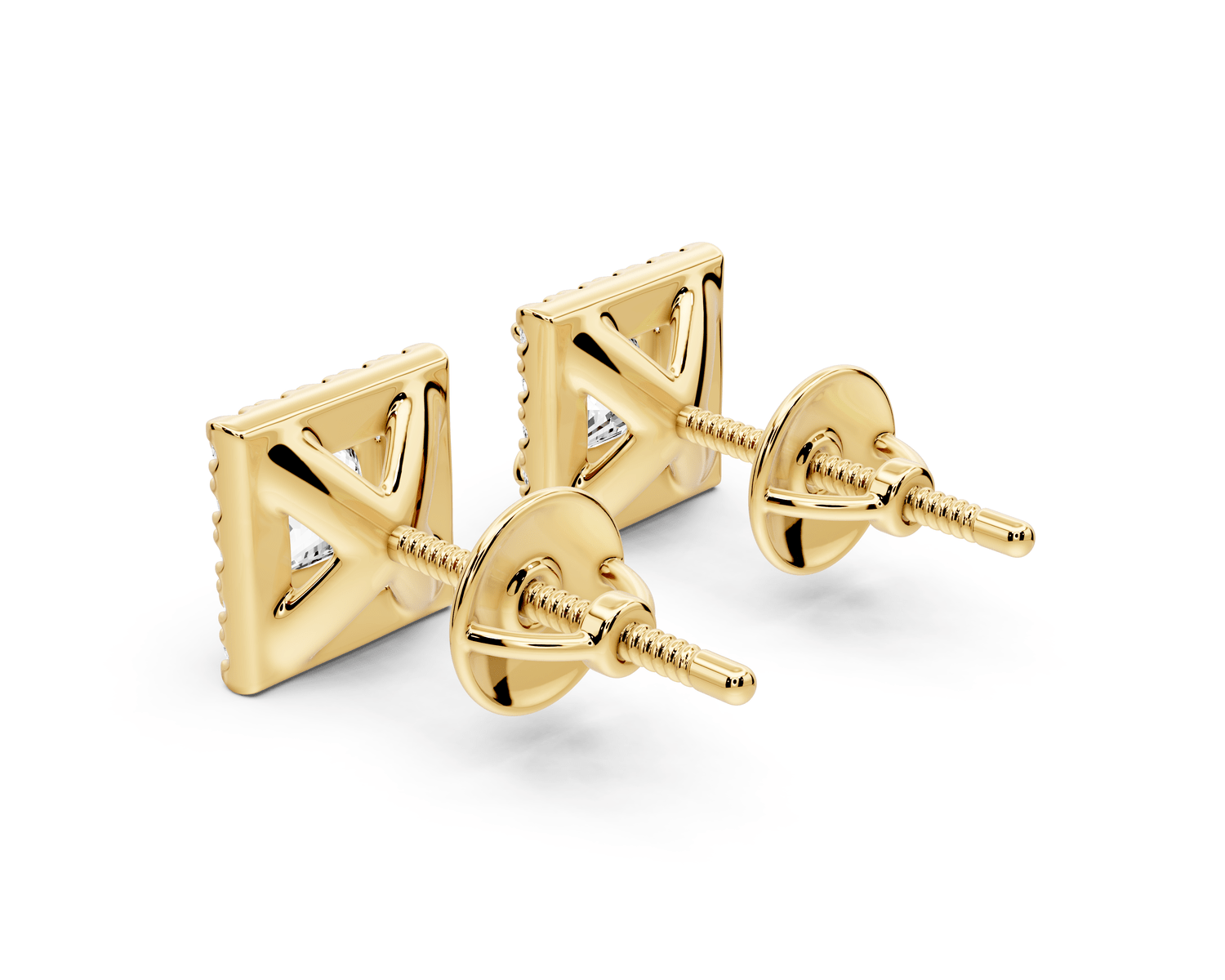 Solis - 1ct 14k yellow gold Princess - Cut Diamond Stud Earrings - Mr. Alex Jewelry