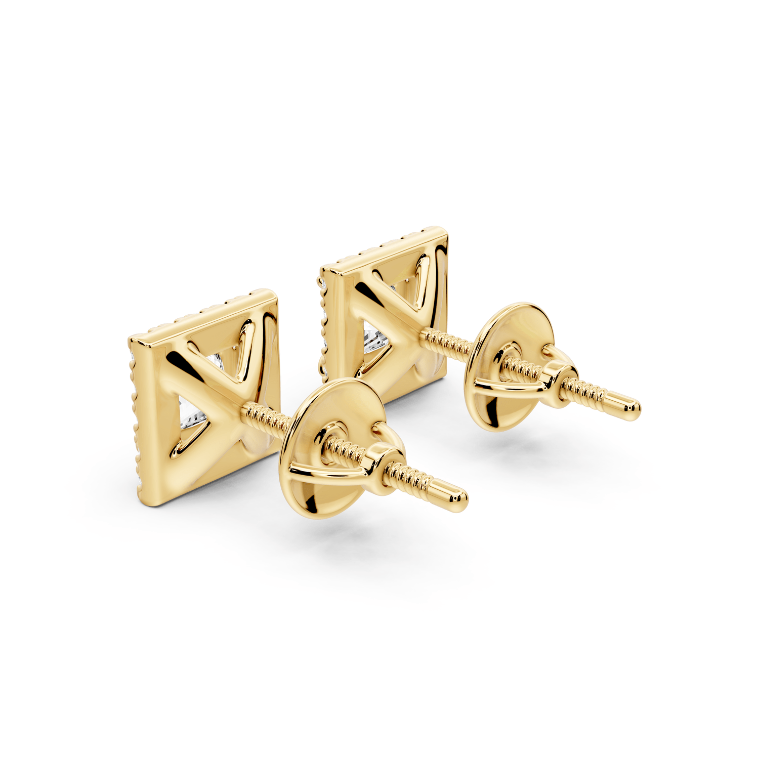 Solis - 1ct 14k yellow gold Princess - Cut Diamond Stud Earrings - Mr. Alex Jewelry