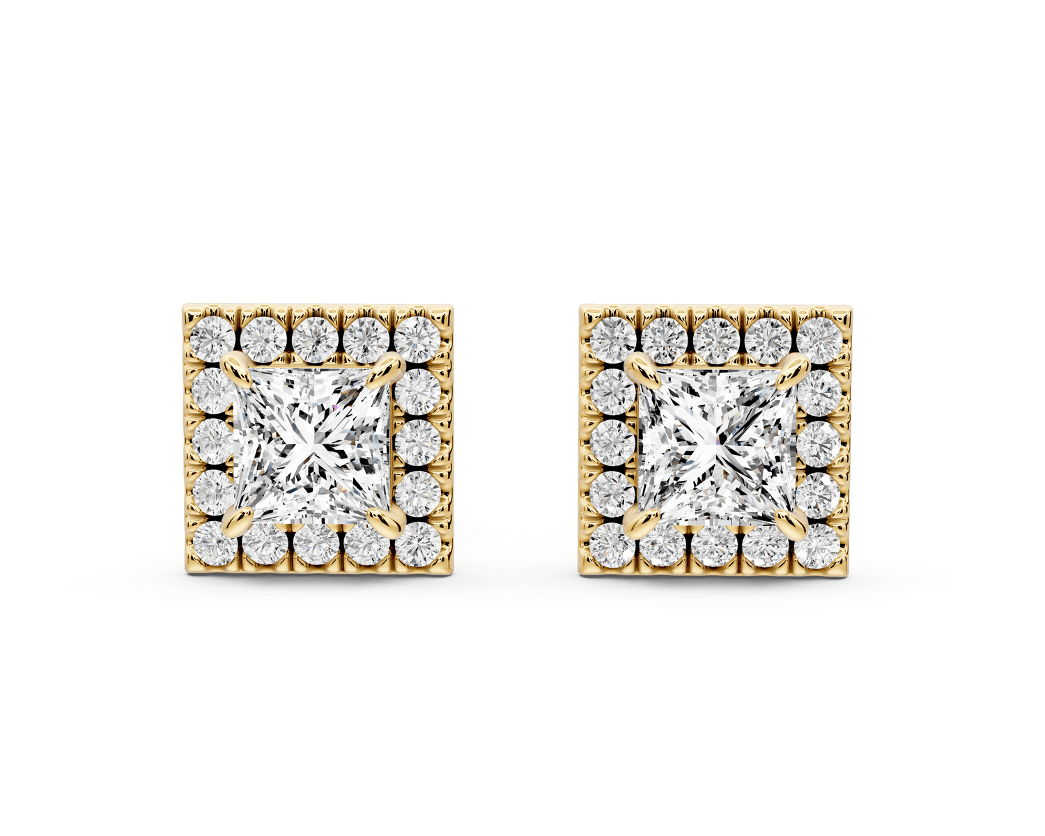 Solis - 1ct 14k yellow gold Princess - Cut Diamond Stud Earrings - Mr. Alex Jewelry