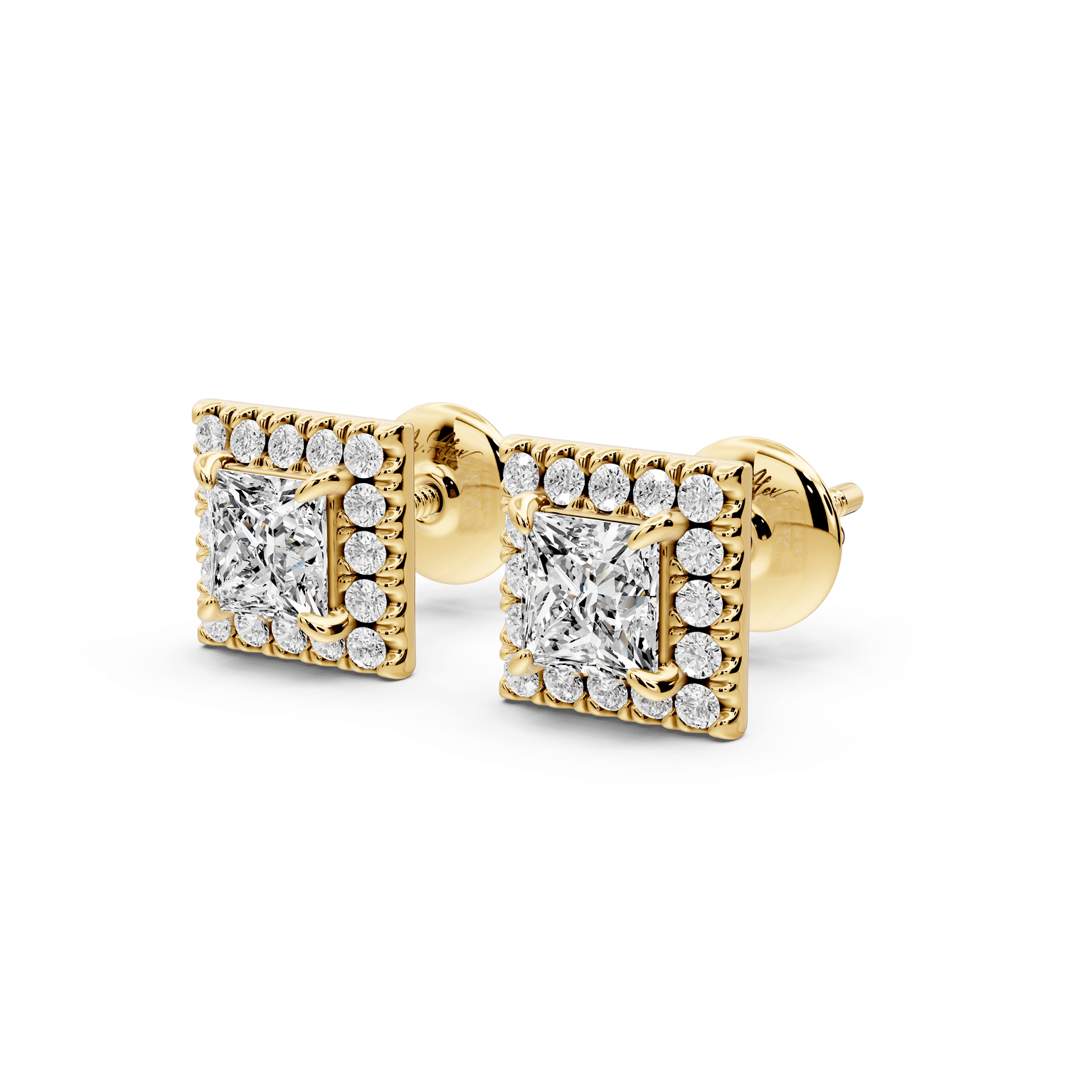 Solis - 1ct 14k yellow gold Princess - Cut Diamond Stud Earrings - Mr. Alex Jewelry
