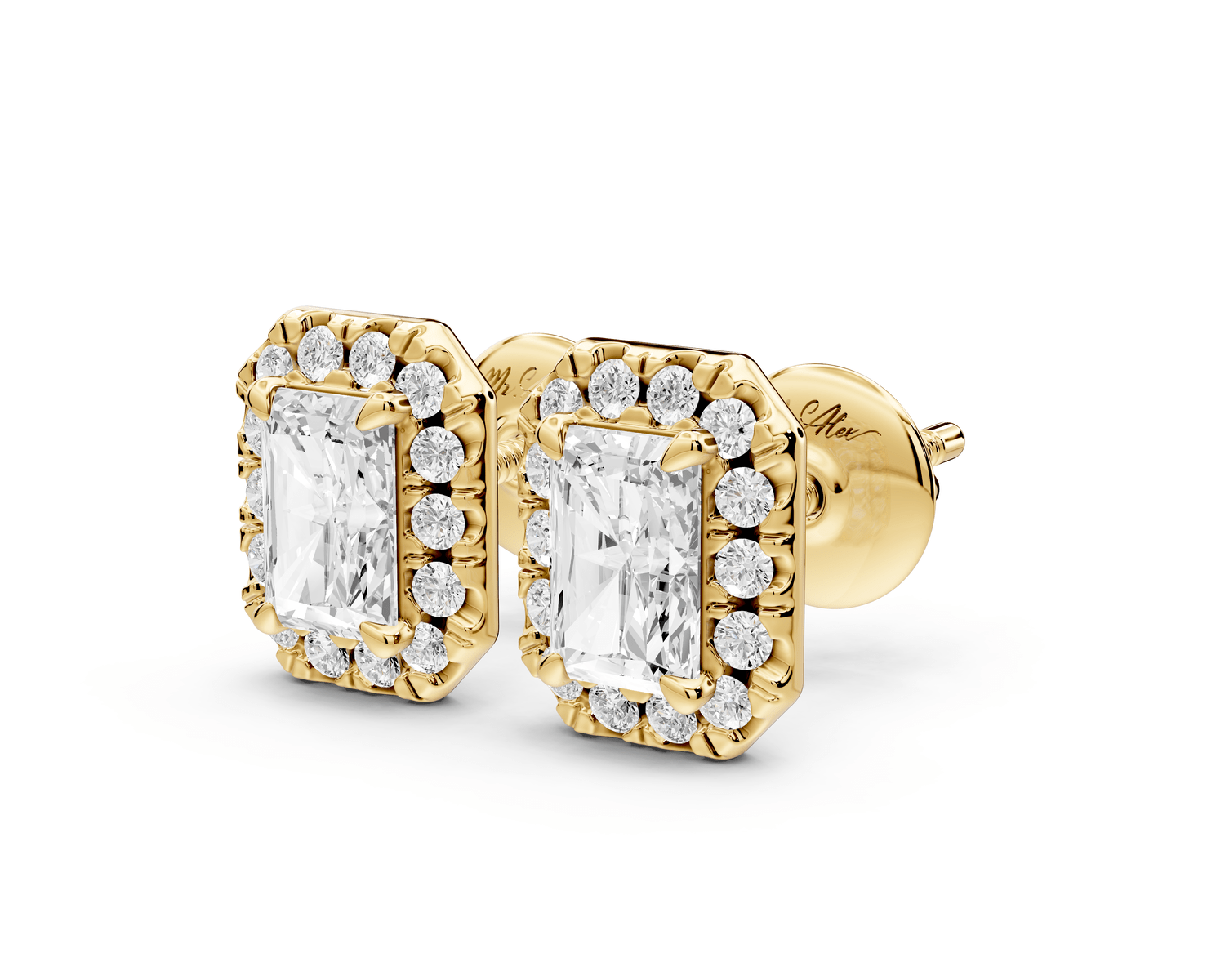 Solis - 1ct 14k yellow gold Radiant - Cut Diamond Stud Earrings - Mr. Alex Jewelry