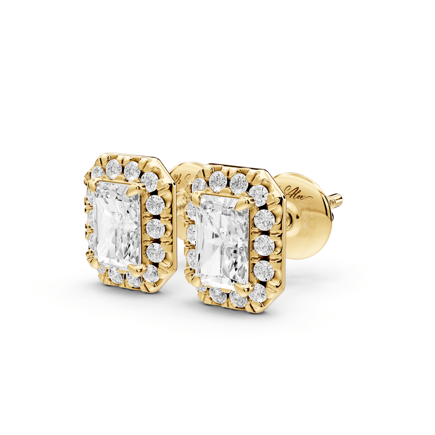 Solis - 1ct 14k yellow gold Radiant - Cut Diamond Stud Earrings - Mr. Alex Jewelry