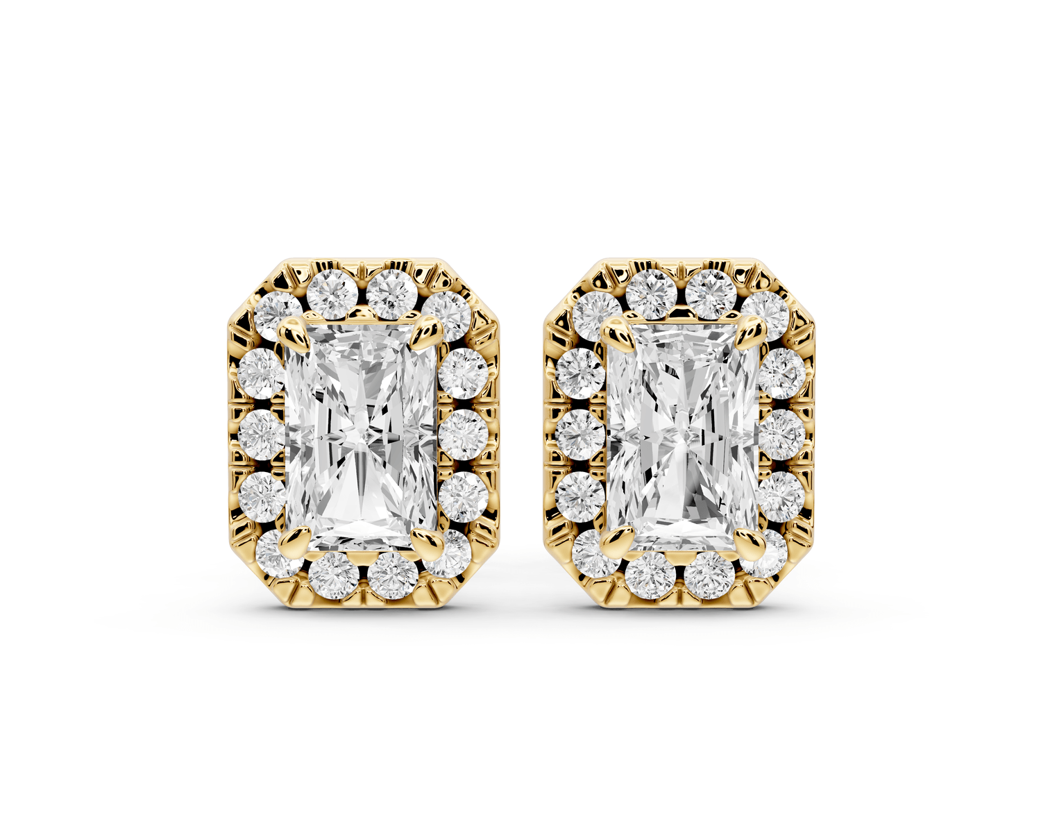 Solis - 1ct 14k yellow gold Radiant - Cut Diamond Stud Earrings - Mr. Alex Jewelry
