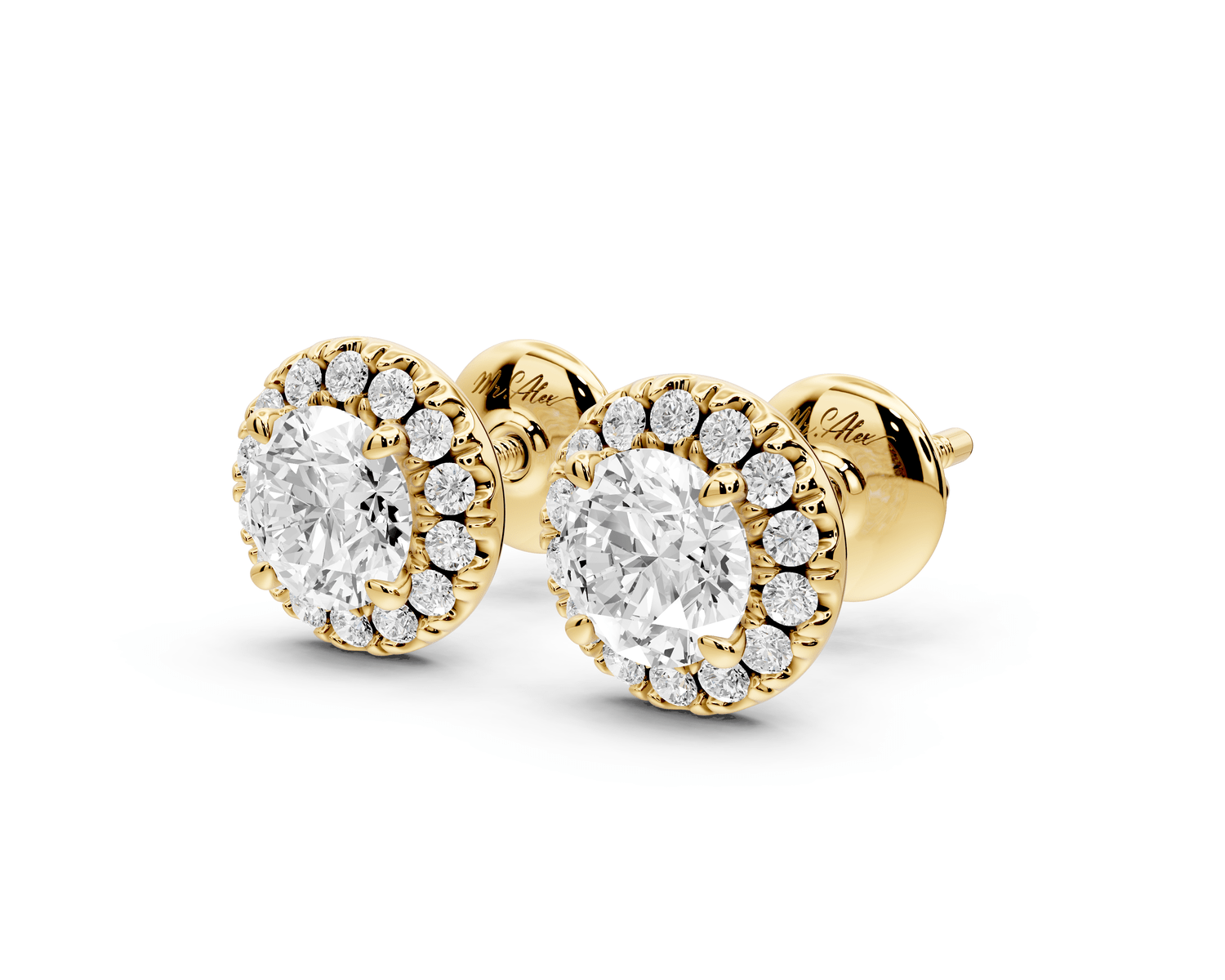 Solis - 1ct 14k yellow gold Round - Cut Diamond Stud Earrings - Mr. Alex Jewelry