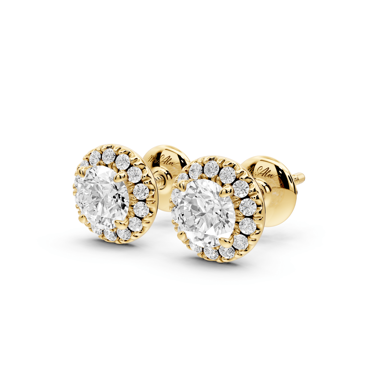 Solis - 1ct 14k yellow gold Round - Cut Diamond Stud Earrings - Mr. Alex Jewelry