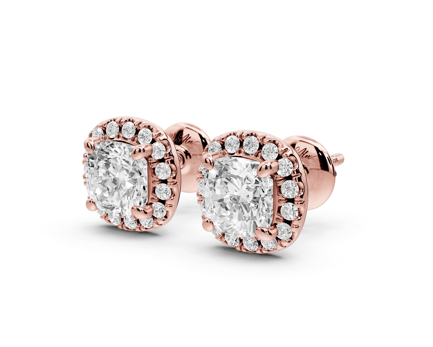 Solis - 2ct 14k rose gold Cushion - Cut Diamond Stud Earrings - Mr. Alex Jewelry