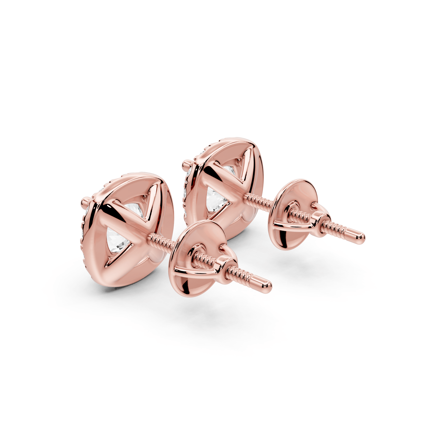 Solis - 2ct 14k rose gold Cushion - Cut Diamond Stud Earrings - Mr. Alex Jewelry