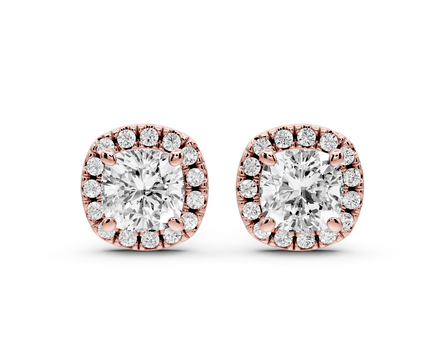 Solis - 2ct 14k rose gold Cushion - Cut Diamond Stud Earrings - Mr. Alex Jewelry