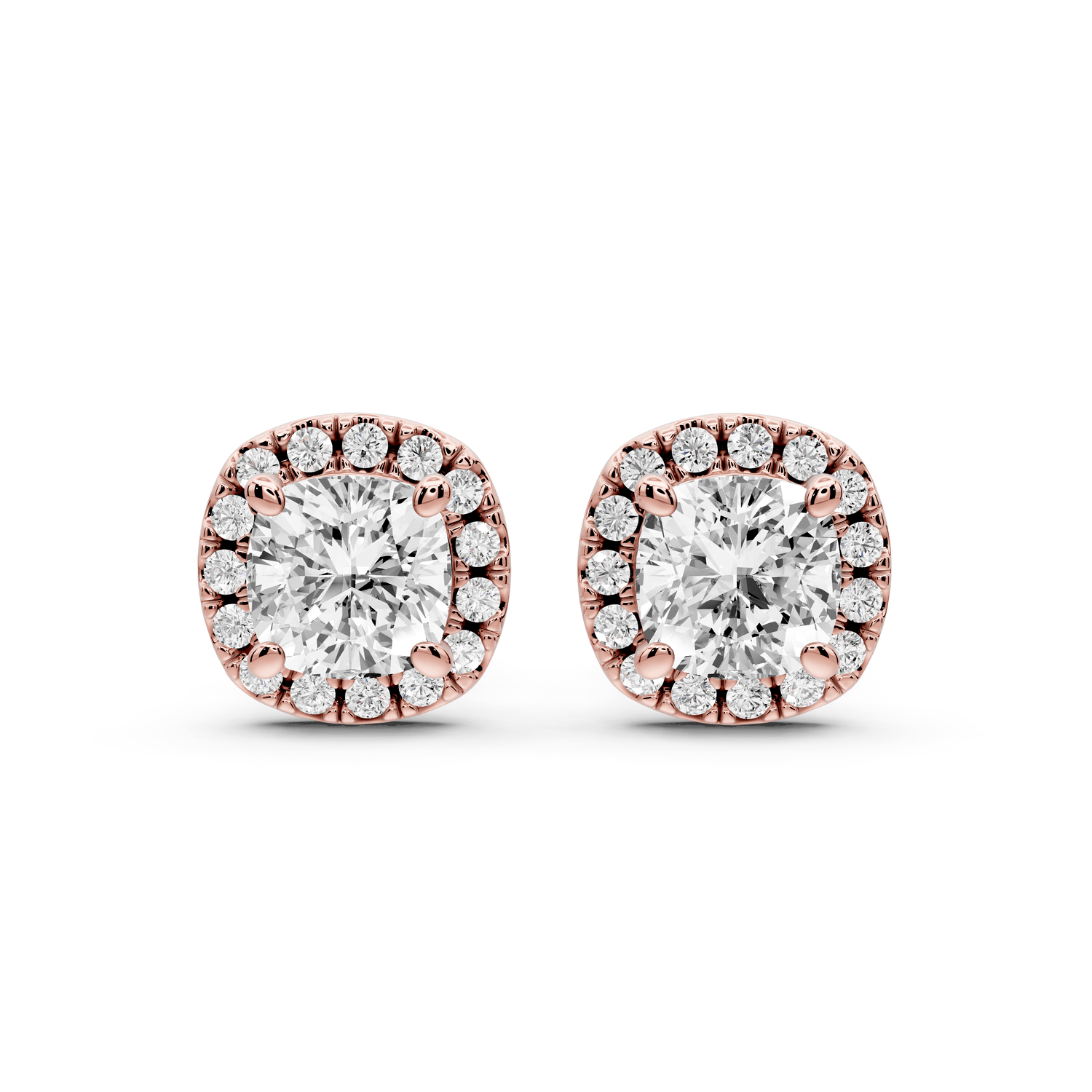 Solis - 2ct 14k rose gold Cushion - Cut Diamond Stud Earrings - Mr. Alex Jewelry